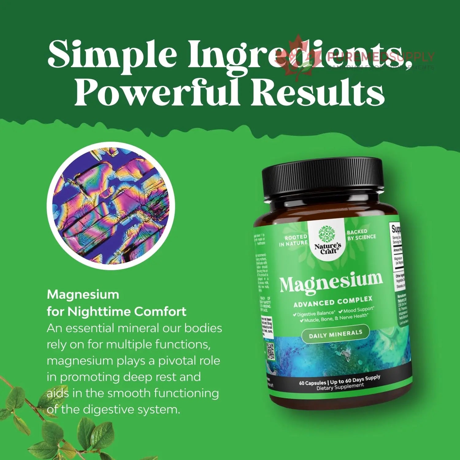 High Absorption Magnesium Complex Supplement - Magnesium Oxide 500mg with Citrate 500mg for Sleep and Mood Support - Pure Citrate per Serving for Muscle Stomach and Digestion - 60 Count Natures Craft buy supplements canada