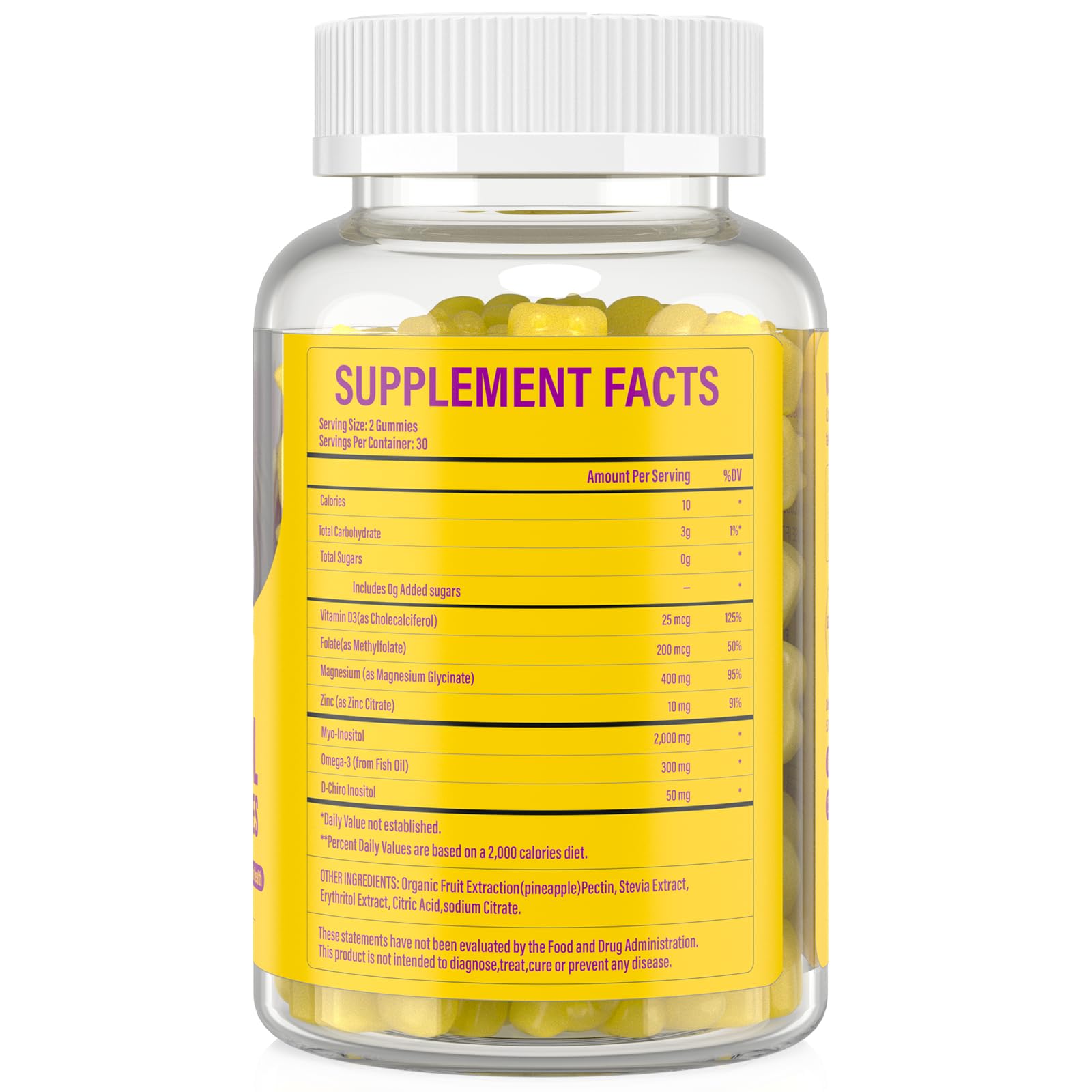 Lazpowfi Myo-Inositol & D-Chiro Inositol,Inositol Gummies with Vitamin D3, Magnesium Glycinate, Omega-3, Folate & Zinc, Inositol Supplement Menstrual Cycle for Women-40:1 Ratio-30 Day Supply Lazpowfi buy supplements canada