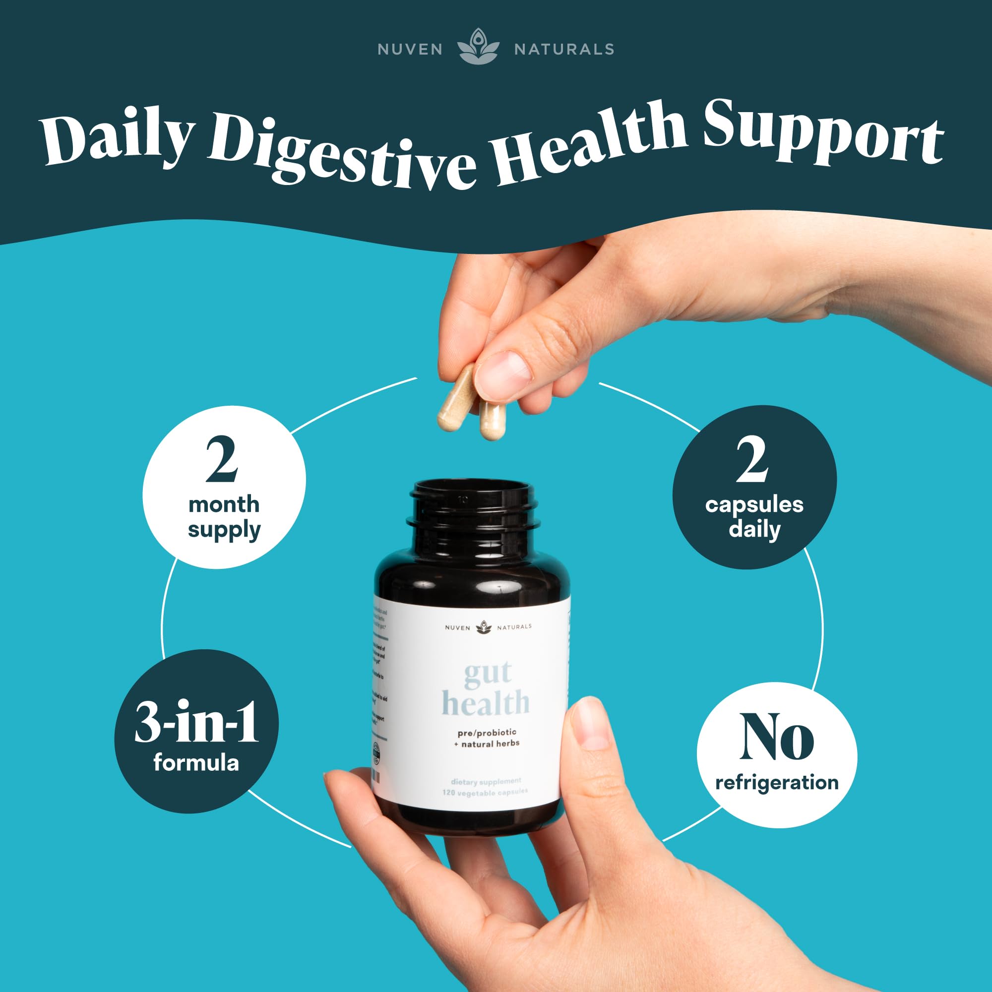 Nuven Naturals All-in-One Gut Health w/Probiotics, Prebiotics, Digestion-Supporting Herbs Nuven Naturals buy supplements canada