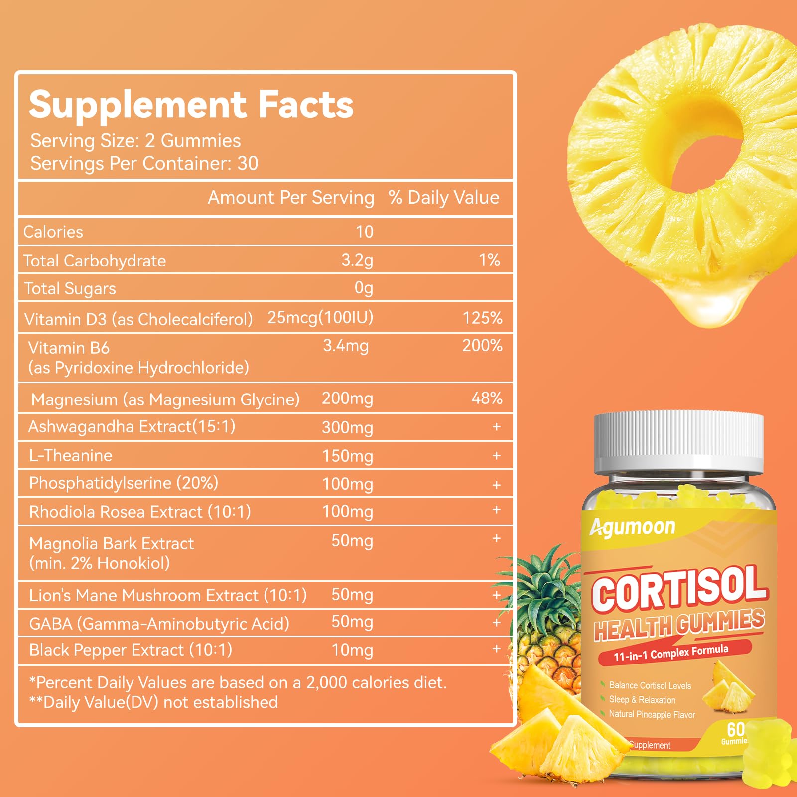 Agumoon Cortisol Gummies for Women, Cortisol Supplements with Ashwagandha, Magnesium, L-theanine, for Relaxation and Mood Support - 120 Gummies Agumoon buy supplements canada
