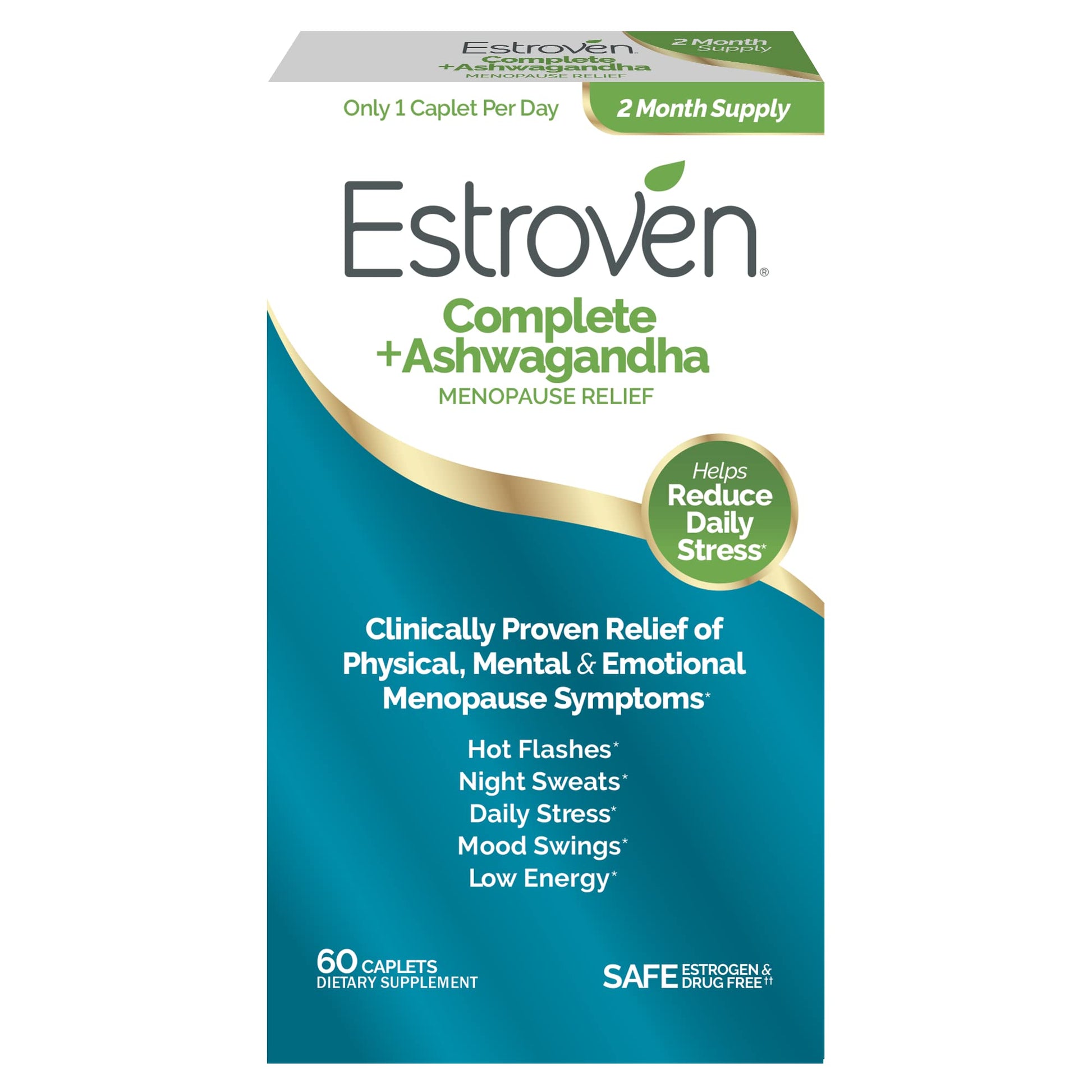 Estroven Complete + Ashwagandha Multi-Symptom Menopause Supplement for Women - 60 Ct. - Clinically Proven Ingredients Provide Menopause Relief & Night Sweats + Hot Flash Relief* - Drug-Free & Non-GMO Estroven buy supplements canada