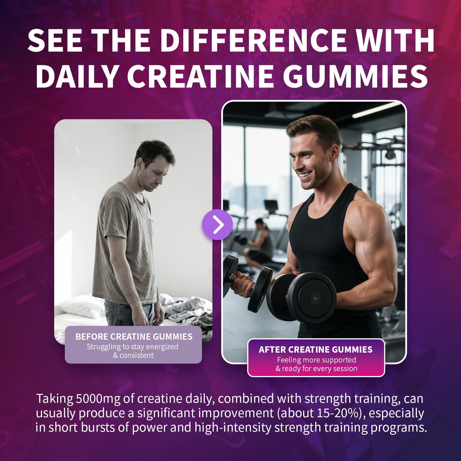 Creatine Monohydrate Gummies 5000mg for Men & Women, Organic Pure Creatine Gummies | Sugar Free,Vegan, Non-GMO,Raspberry Flavor, 120 Count VitaHarbor buy supplements canada