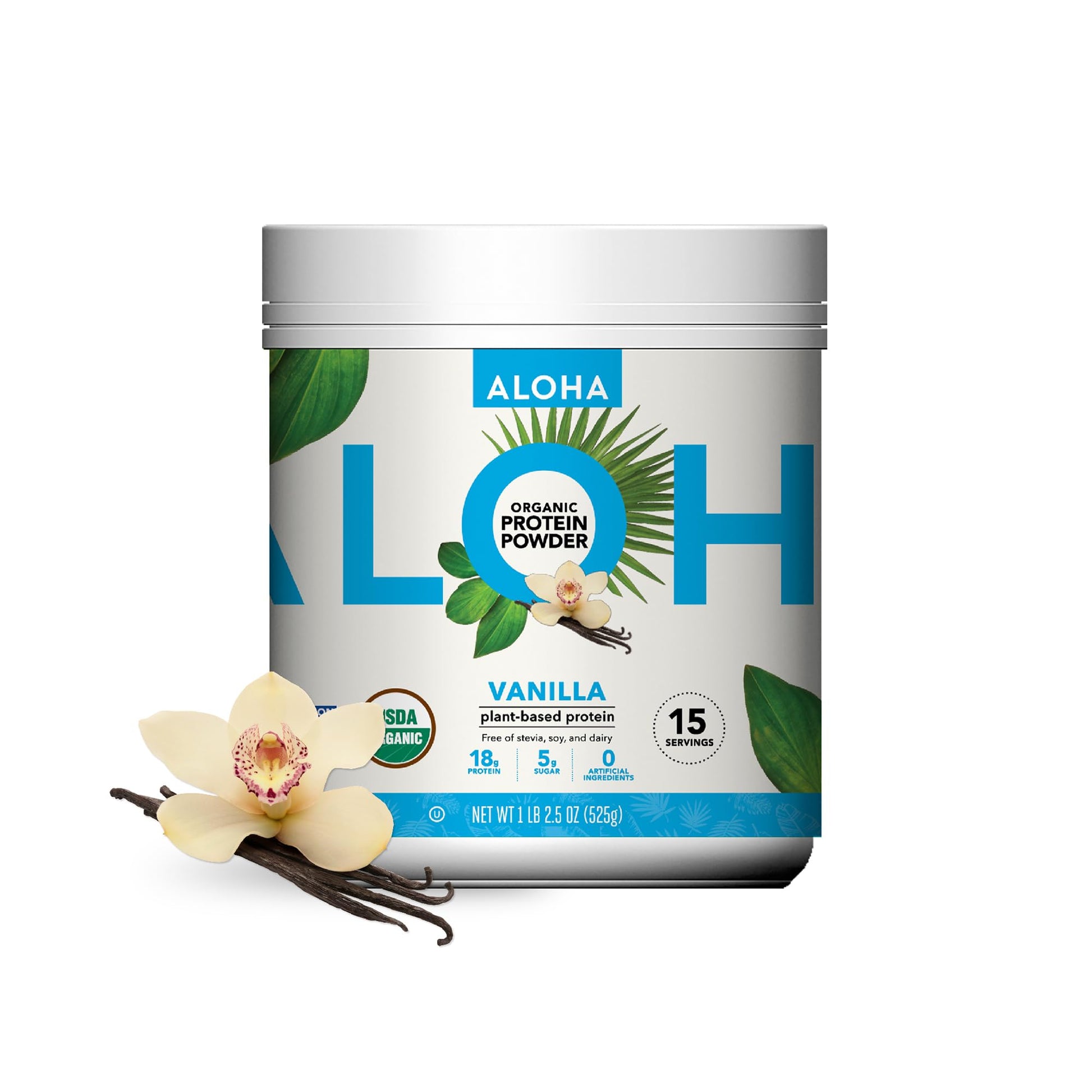ALOHA Organic Plant Based Protein Powder, Stevia Free, Vanilla, 19.6 oz, 15 Servings PACKAGING MAY VARY ALOHA buy supplements canada
