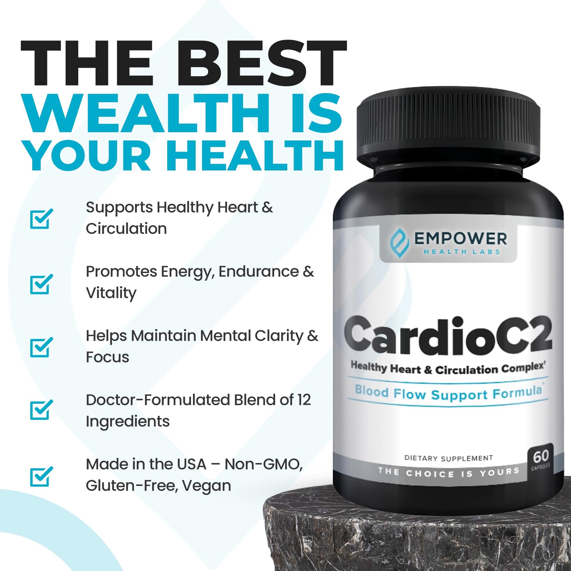 Empower Health Labs CardioC2 Circulation & Energy Support – Doctor-Formulated Blend with Beet Root, Black Garlic, Hawthorn & CoQ10 – Supports Healthy Blood Flow, Energy & Clarity – 60 Capsules Empower Health Labs buy supplements canada