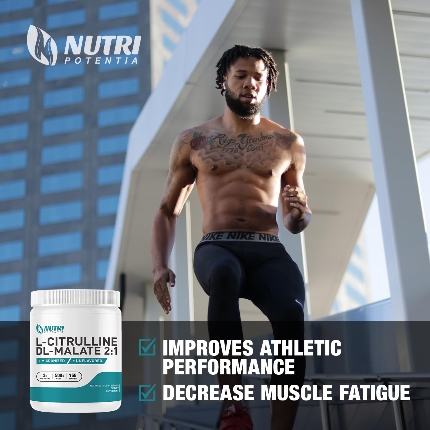 L-Citrulline Dl-Malate 2:1 Powder 500g, Pure L Citrulline Malate Supplement Preworkout NUTRI POTENTIA buy supplements canada