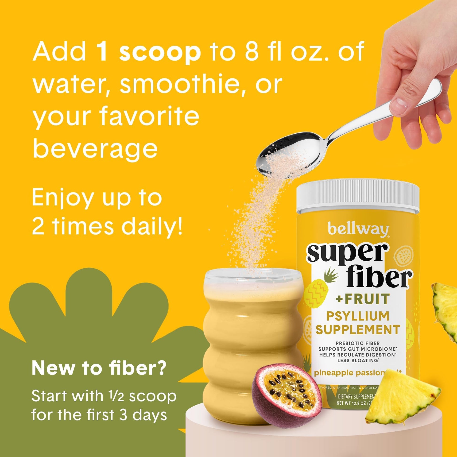 Bellway Super Fiber Powder + Fruit, Sugar Free Organic Psyllium Husk Powder Fiber Supplement for Regularity, Bloating Relief & Digestive Health, Plant-Based, Bellway buy supplements canada
