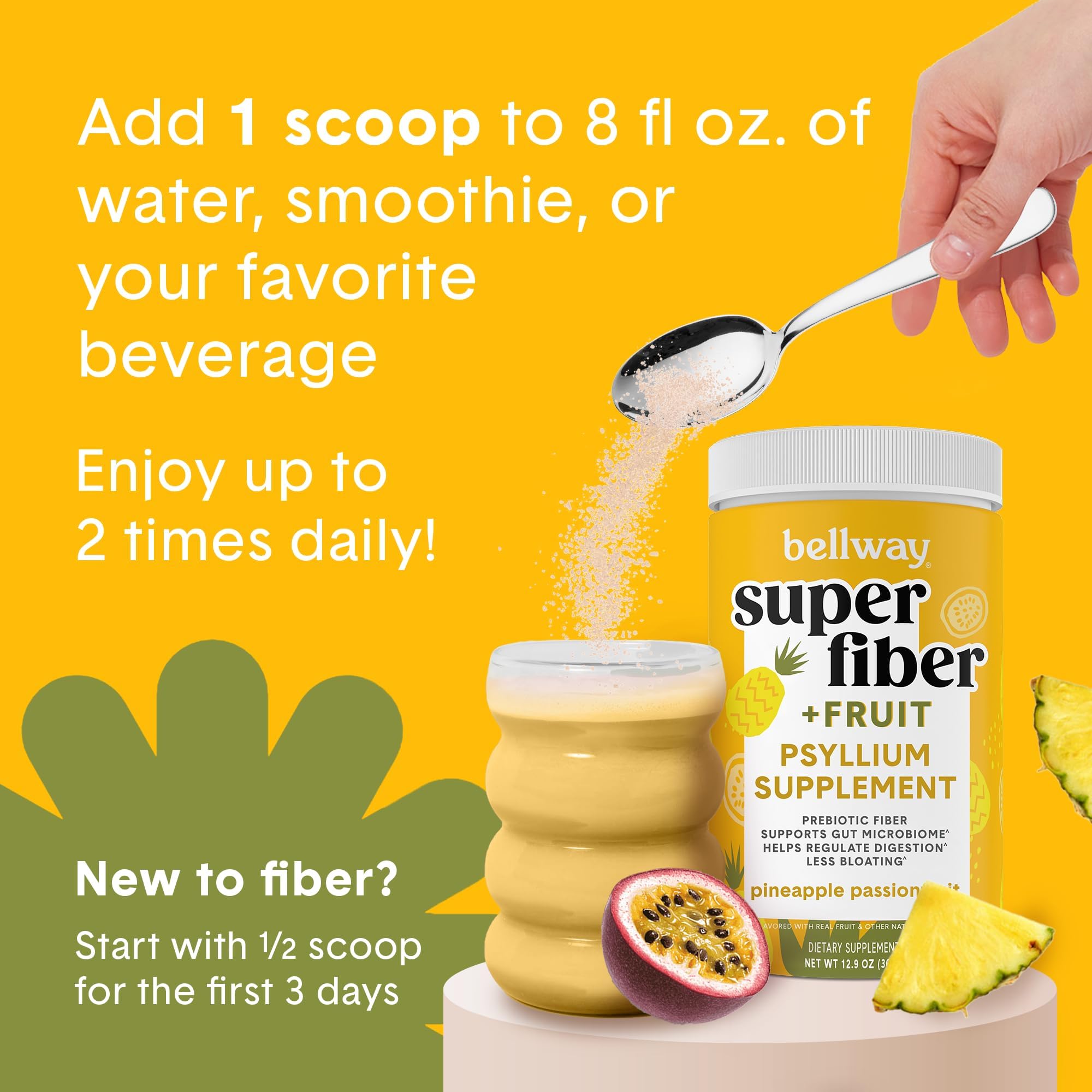 Bellway Super Fiber Powder + Fruit, Sugar Free Organic Psyllium Husk Powder Fiber Supplement for Regularity, Bloating Relief & Digestive Health, Plant-Based, Bellway buy supplements canada