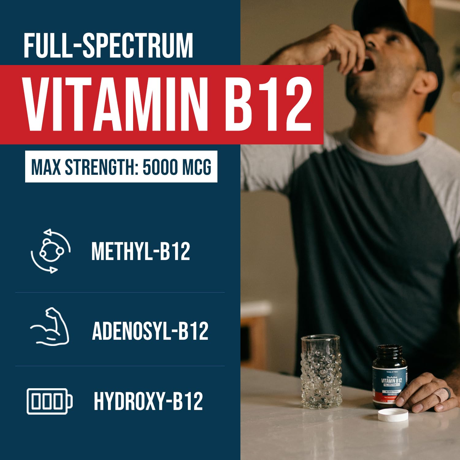 BioActive Vitamin B12 - 5000 mcg, Contains 3 BioActive Forms B12 Plus Methylfolate Cofactor - Methyl B12, Adenosyl B12 & Hydroxy B12 | Supports Energy Triquetra Health buy supplements canada