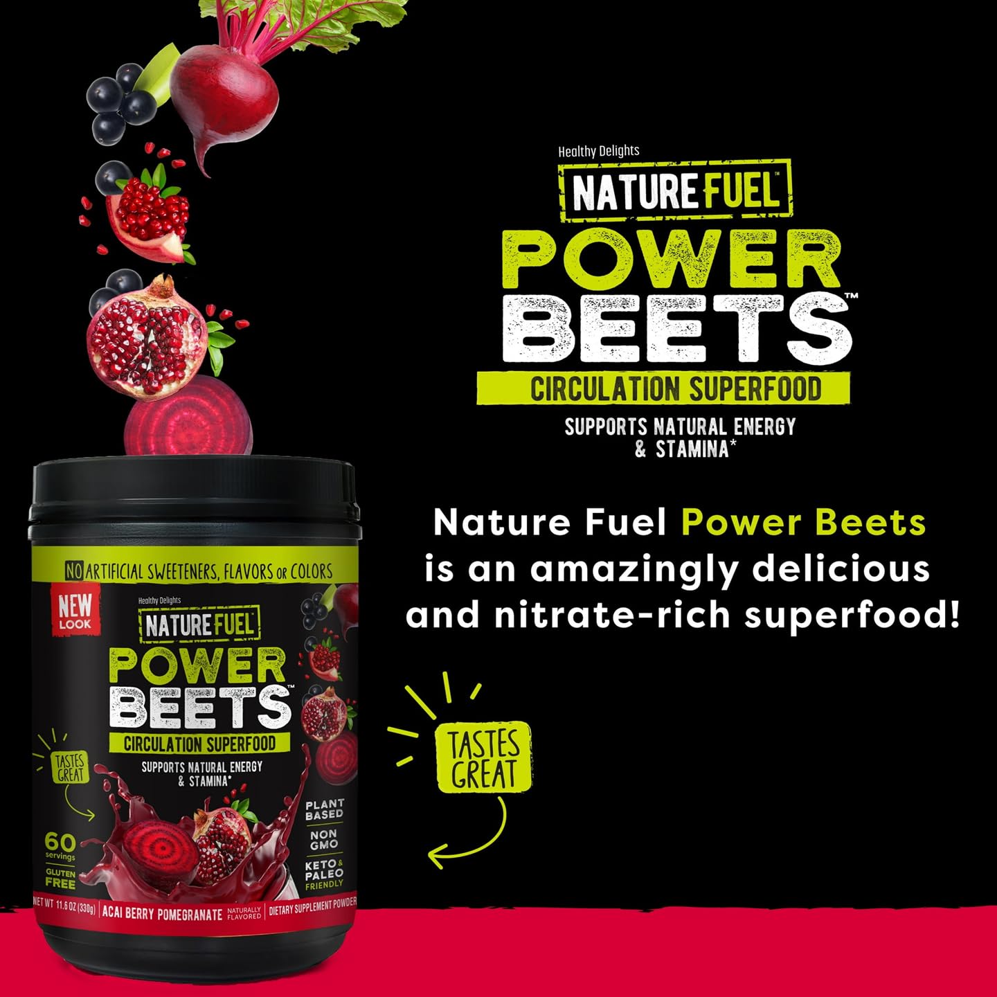 Nature Fuel Power Beets Powder, Delicious Acai Berry Pomegranate, Concentrated Superfood Healthy Delights buy supplements canada