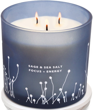 White Sage Sea Salt 3 Wick Candle 14.5 oz | Sage Candles for Cleansing House | Large Soy Candles GIFTAWAY buy supplements canada
