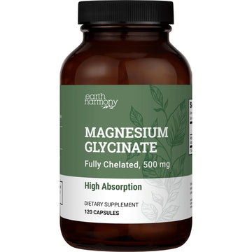 Pure Magnesium Glycinate 500mg - Chelated Magnesium Supplement, High Absorption Capsules for Sleep, Glicinato De Magnesio with Organic MCT Powder (120 Capsules) Earth Harmony Naturals buy supplements canada