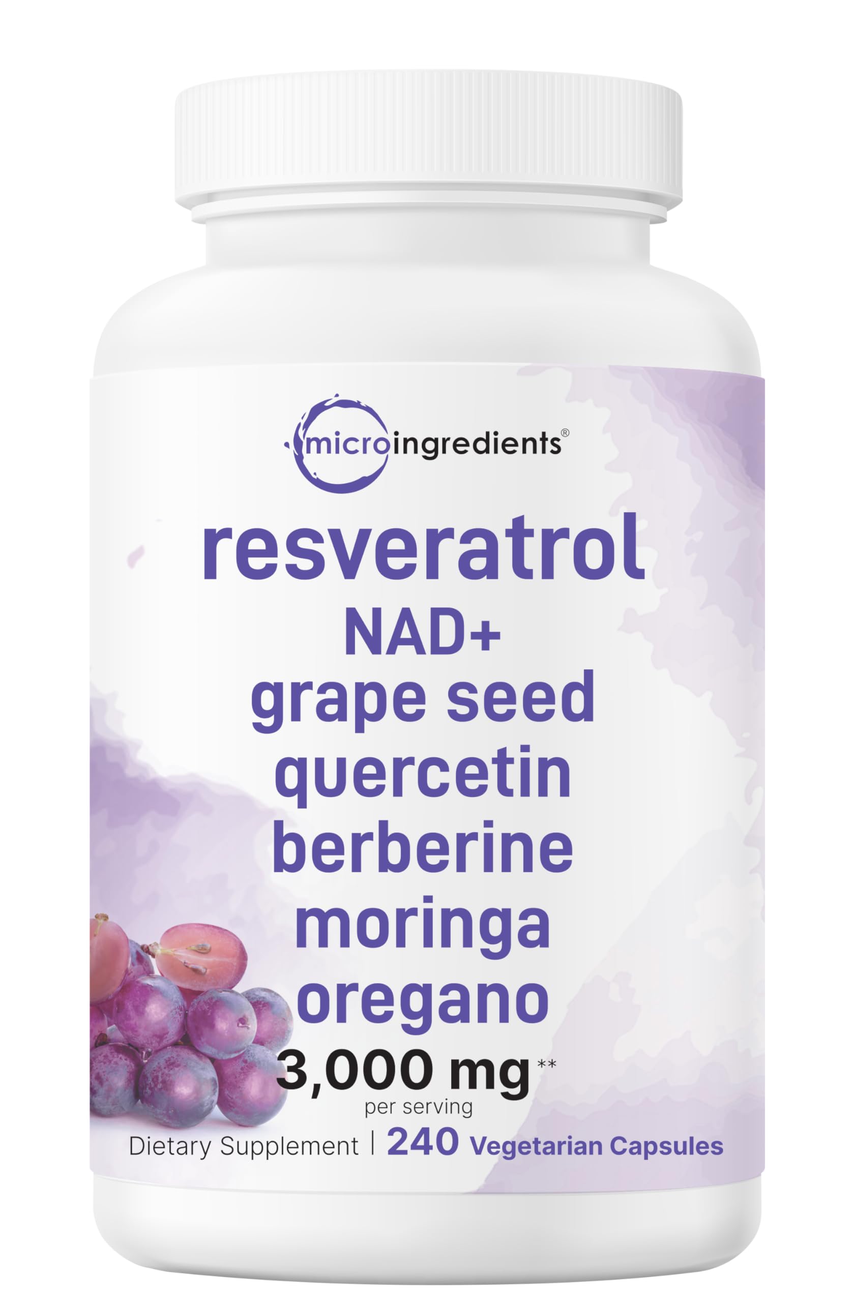 Micro Ingredients Resveratrol NAD Complex 3,000mg for Women & Men, 240 Veggie Capsules | NMN Supplement Alternative | 11-in-1 Blend with NAD+, Quercetin, Moringa, Berberine, Grape Seed, & Oregano Micro Ingredients buy supplements canada