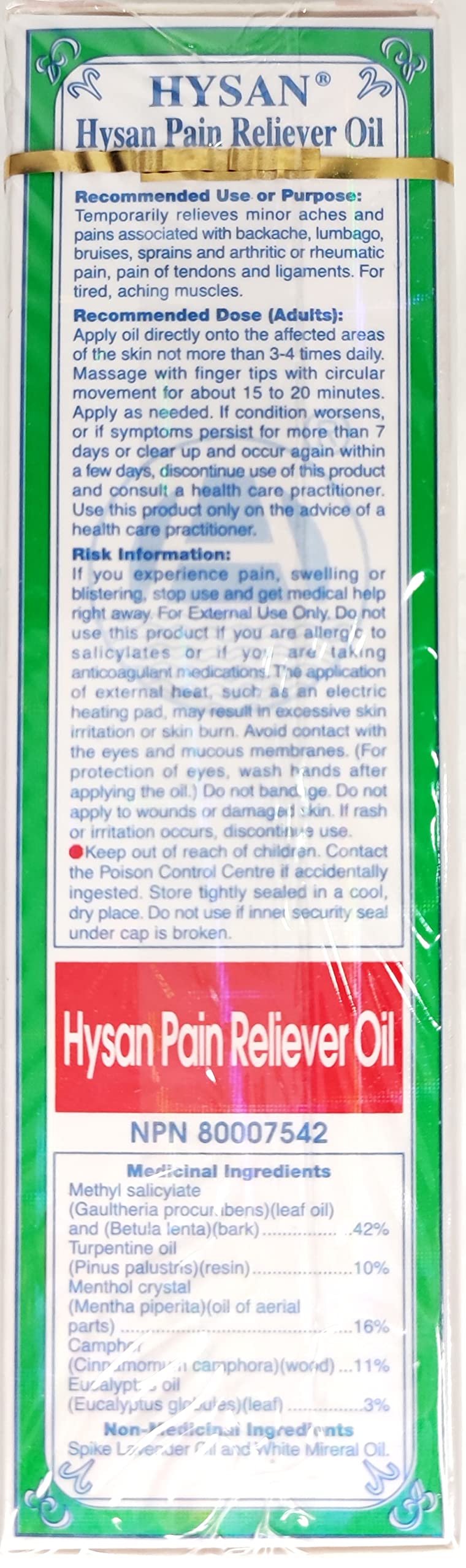 Hysan Pain Reliever Oil Y Hysan buy supplements canada