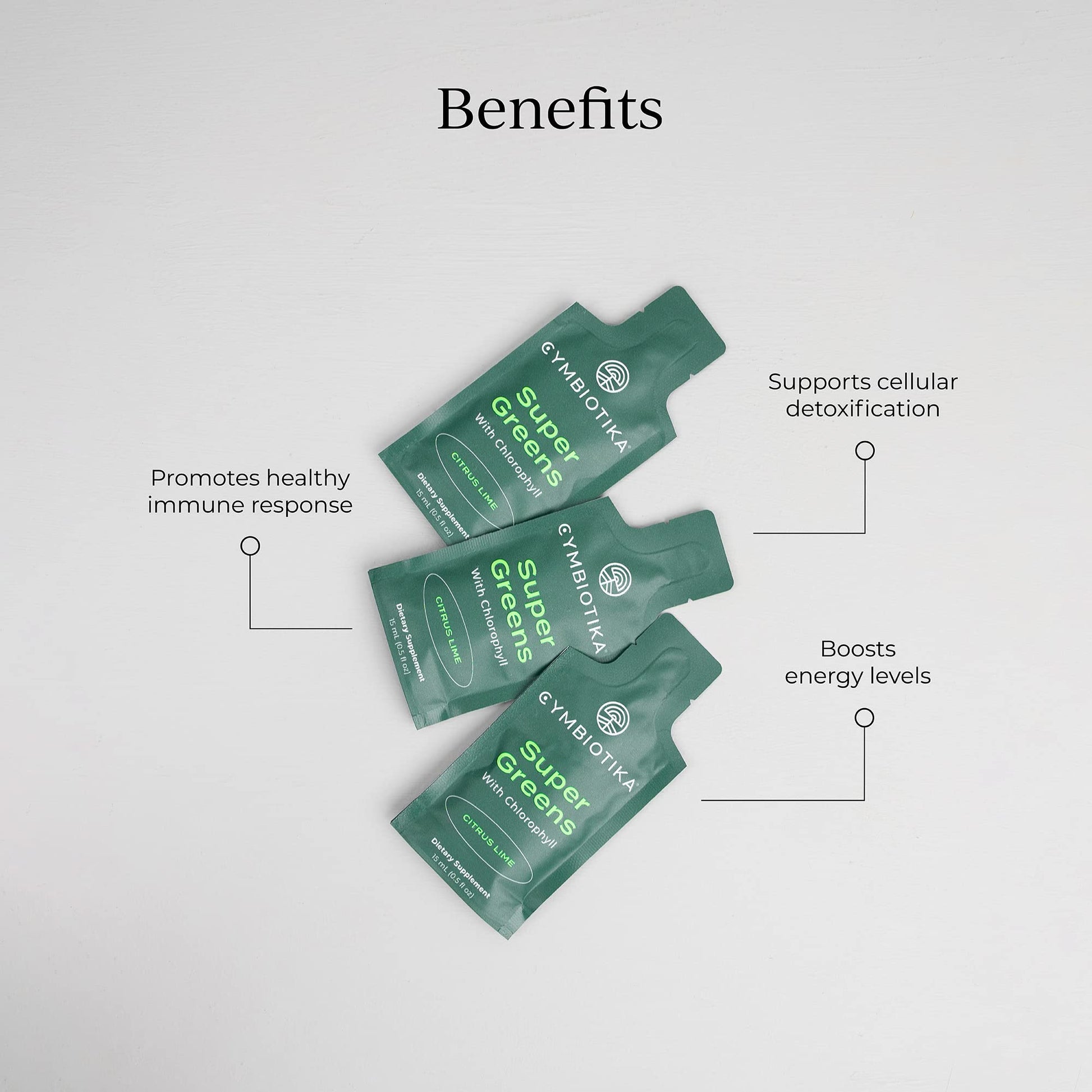 CYMBIOTIKA Super Greens Supplement with Chlorophyll, Spirulina, Daily Vegan Superfood Packets for Digestive Gut Health, Detox, Energy and Immune Support, Citrus Lime Flavor, 15 mL Pouches, 30 Pack CYMBIOTIKA buy supplements canada
