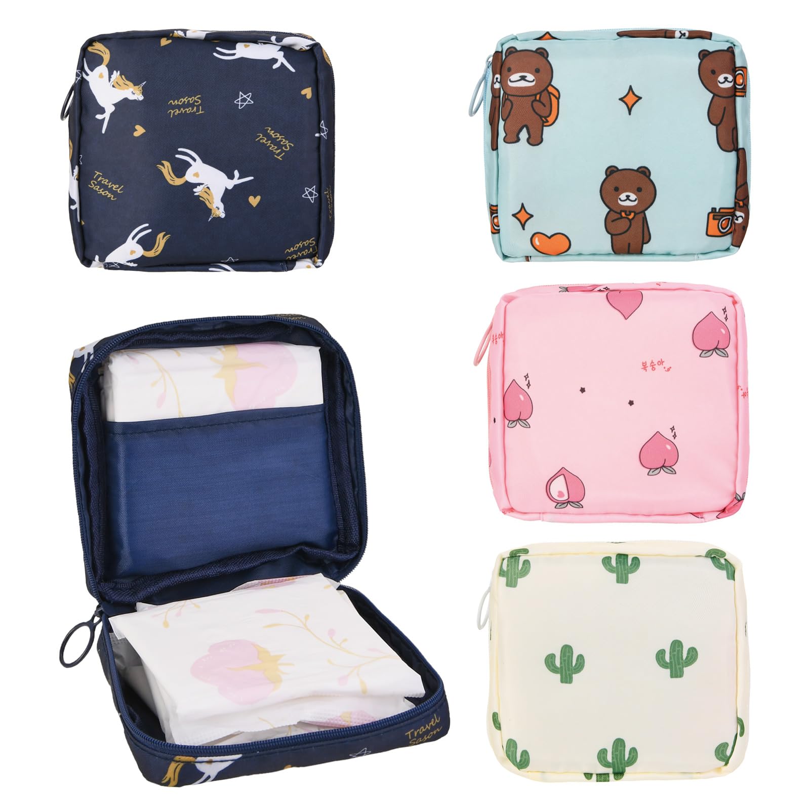 4Pcs Period Bag, Sanitary Pad Storage Bag Samll Period Pouch for Purse Cute Menstrual Period Bag Aster buy supplements canada