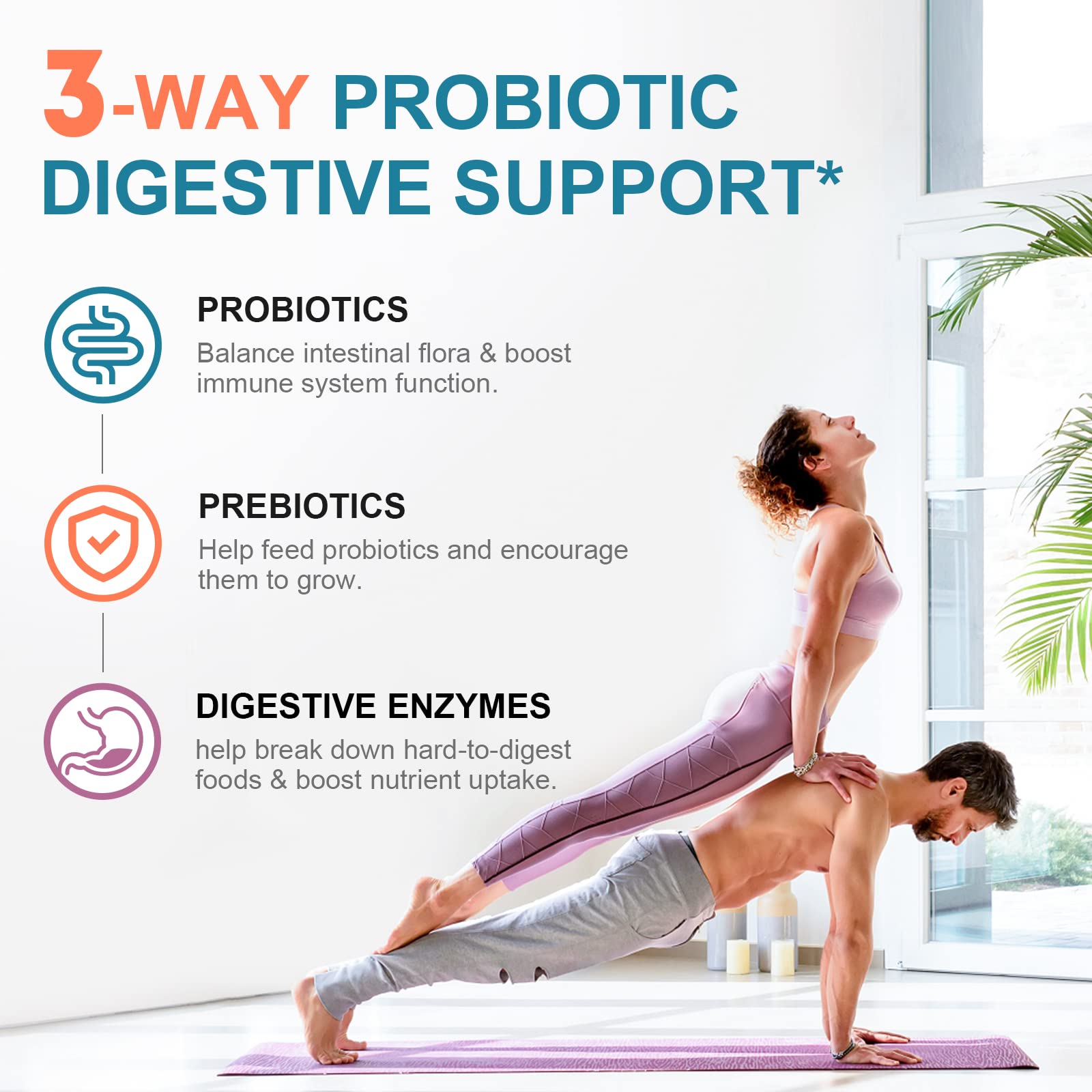 CANLIST Probiotics 120 Billion CFUs 18 Strains, 3 Prebiotics & Digestive Enzymes for Men Women,Digestive & Immune Support,Shelf Stable Non-GMO 60 Capsules CANLIST buy supplements canada