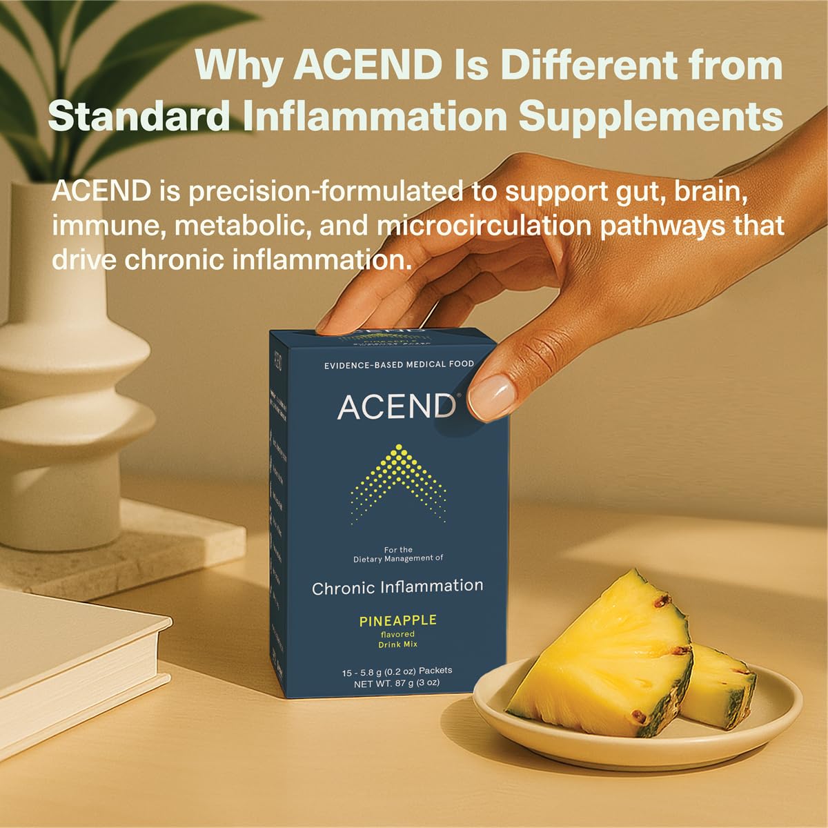 ACEND Advanced Inflammatory Support Powdered Drink Mix | Evidence-Based Polyphenols + Prebiotic Fiber + Probiotics | D3+K2, Minerals & Electrolytes | Non-GMO ACEND buy supplements canada