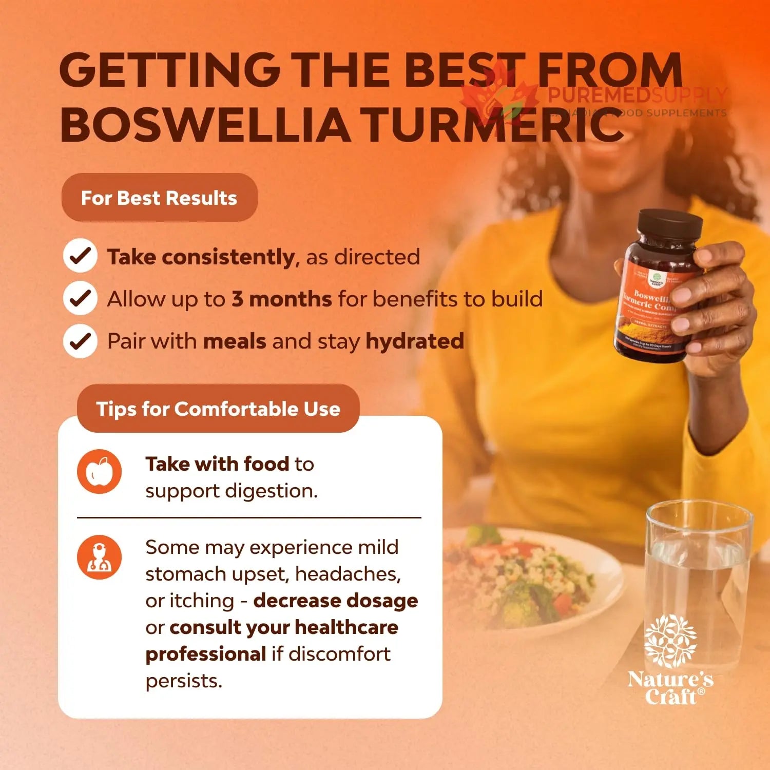 Boswellia Extract Capsules with Turmeric - Advanced Immune Health Support Supplement - Turmeric & Boswellia Serrata Capsules 500mg per Serving for Body Detox & Healthy Joints - 90 Count Natures Craft buy supplements canada