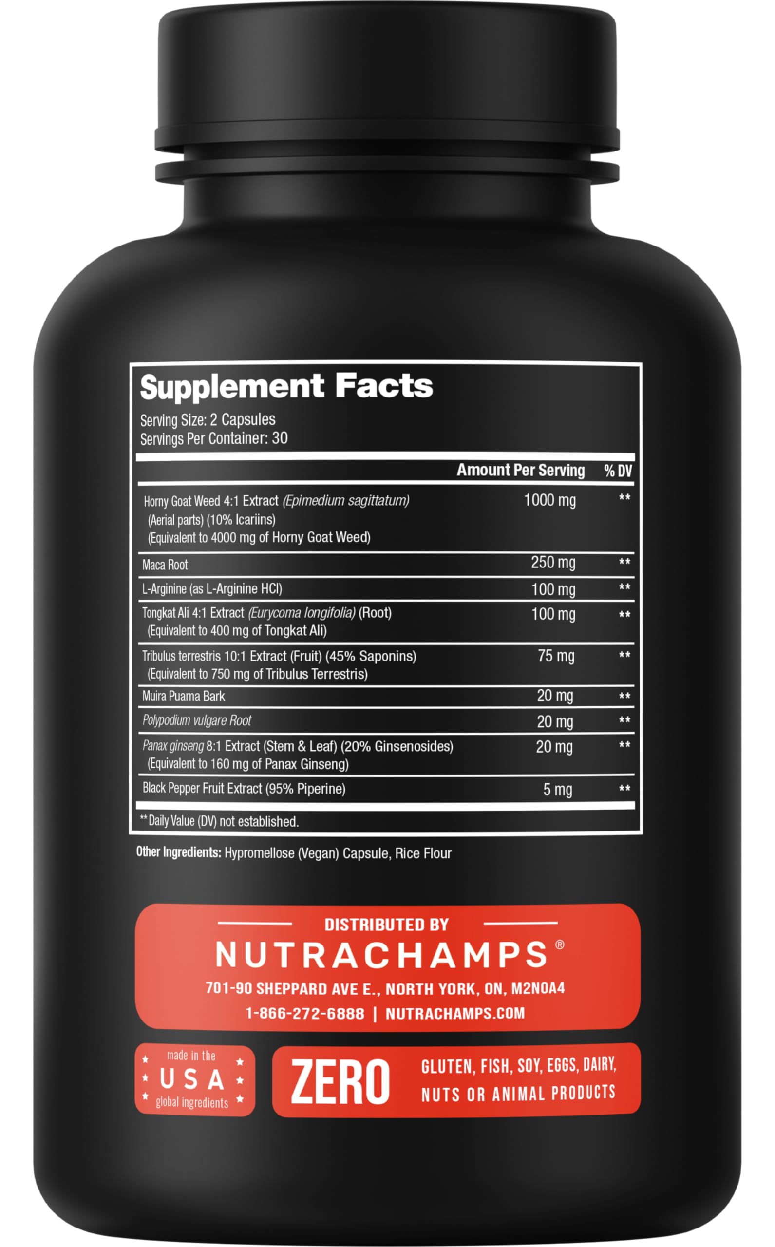 NutraChamps Horny Goat Weed, 1000mg Epimedium Energy Supplement, 10X Strength Icariin, Ginseng, Tribulus & Maca Pills for Women & Men, Enhanced Absorption with Black Pepper, 60 Vegan Capsules NutraChamps buy supplements canada