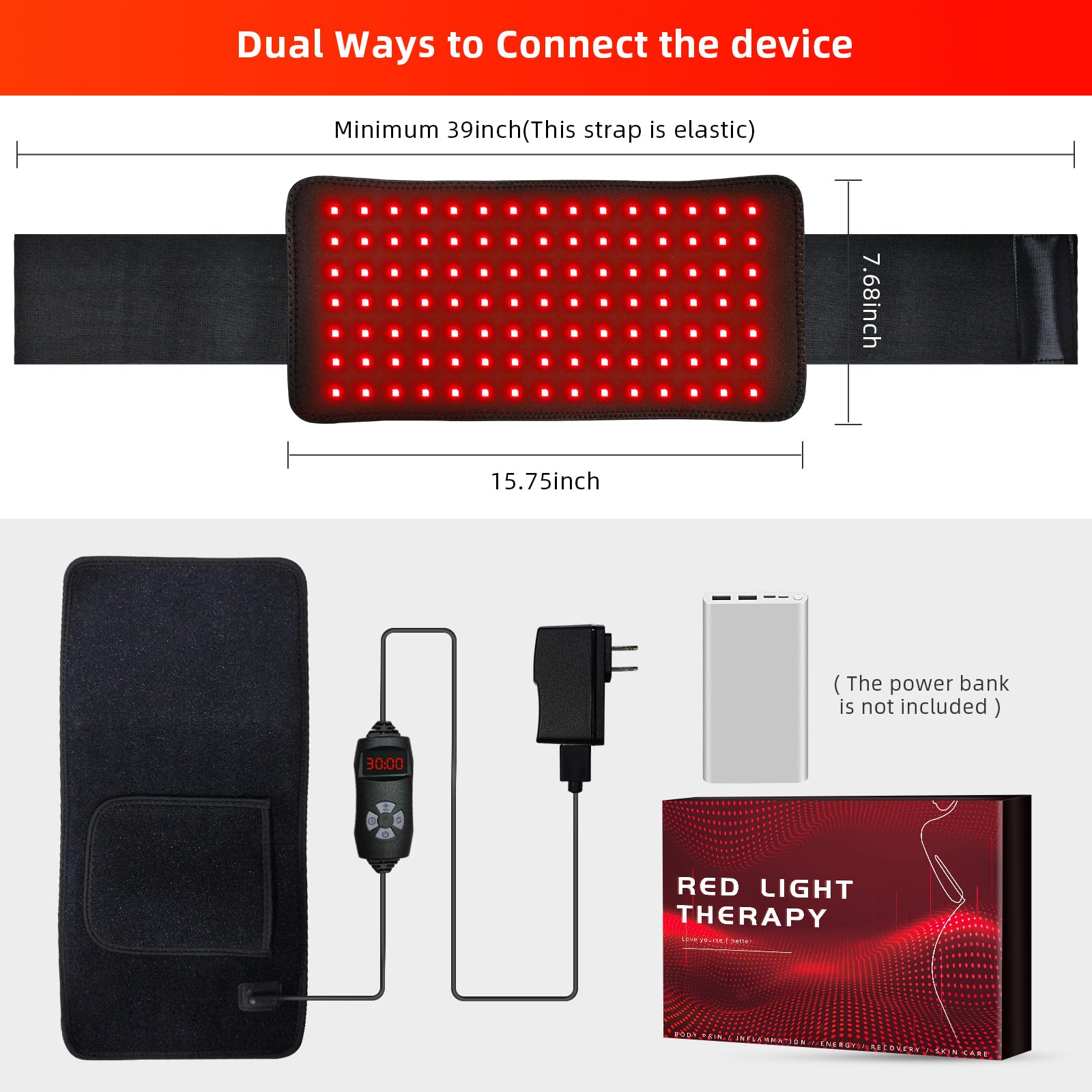 Red Light Therapy Infrared Light Therapy Heating Wrap Belt for Body Back Knee Shoulder Waist Muscle Pain AKYSUN buy supplements canada