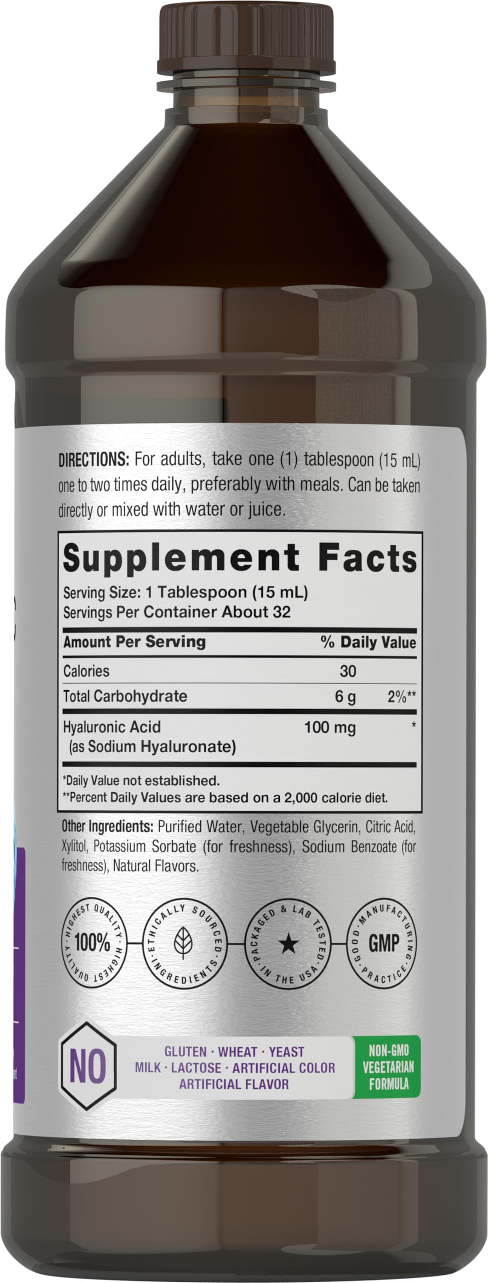 Liquid Hyaluronic Acid Supplement | 100 mg | 16 oz | Mixed Berry Flavor | Non-GMO Horbäach buy supplements canada
