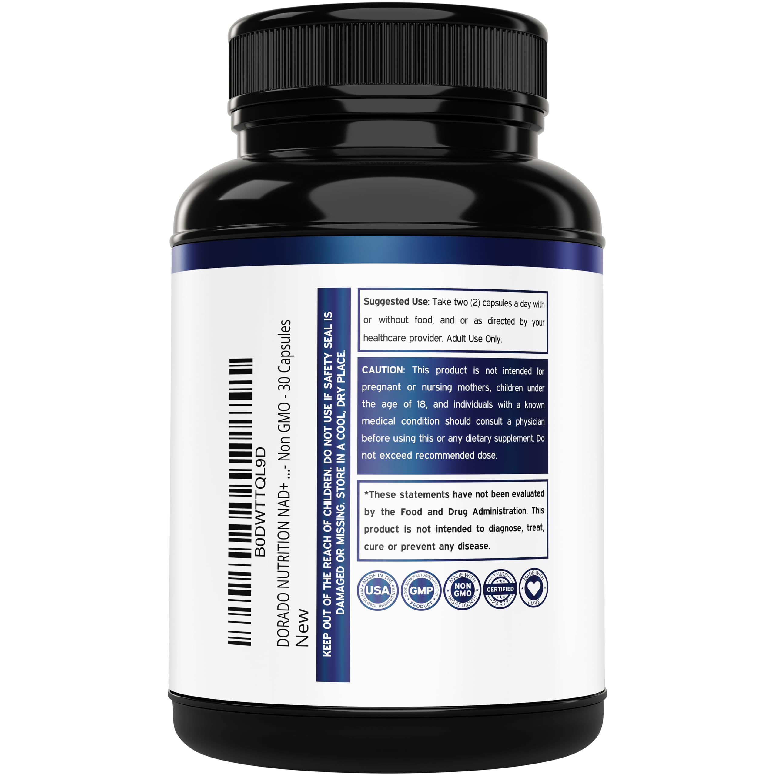 Nicotinamide Riboside 500mg (30 Count) NAD Supplement - NR Supplement For Women & Men to Support NAD+ Levels - NAD Booster - Third Party Tested - Vegan Safe, Non GMO & USA Made (30 Capsules) DORADO NUTRITION buy supplements canada