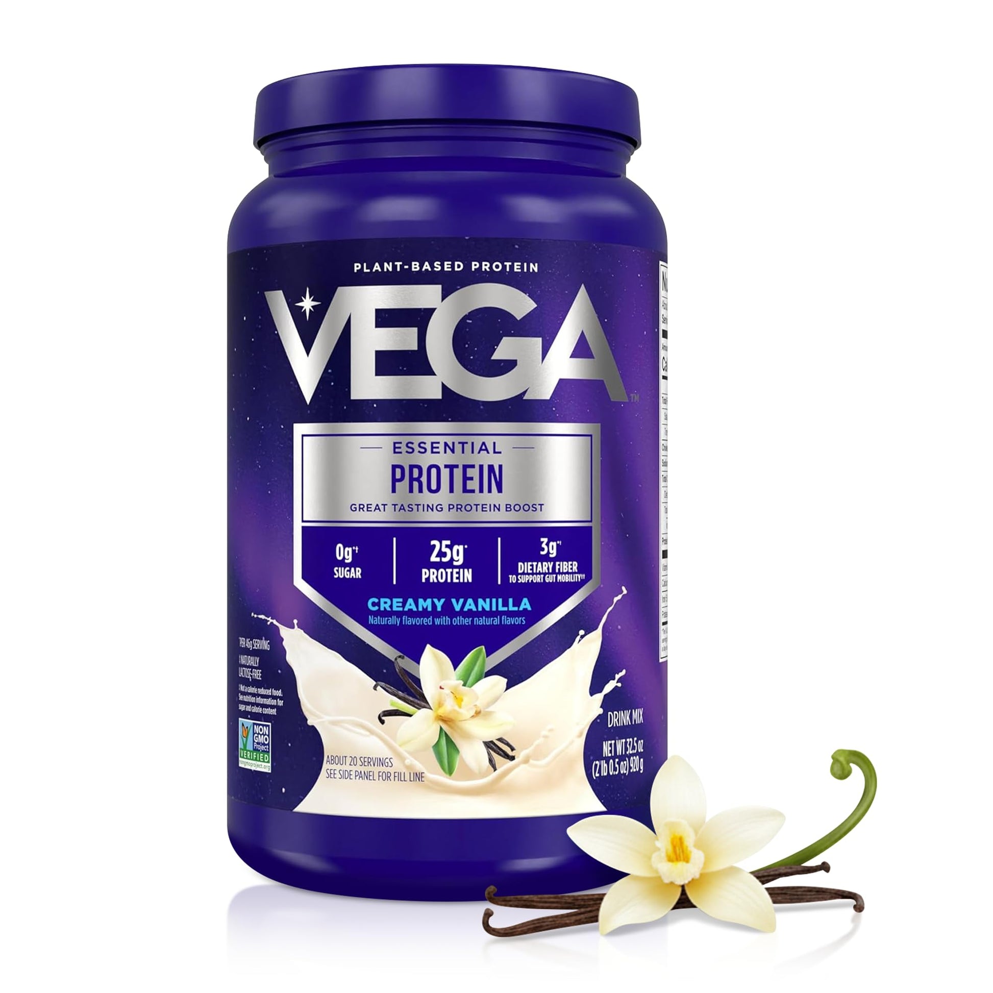 Vega Essential Protein – 25g Plant Based Protein Powder, Creamy Vanilla, Vegan for a Dairy-Free Vanilla Shake – Large Tub, 32.5oz (20 Servings) Vega buy supplements canada