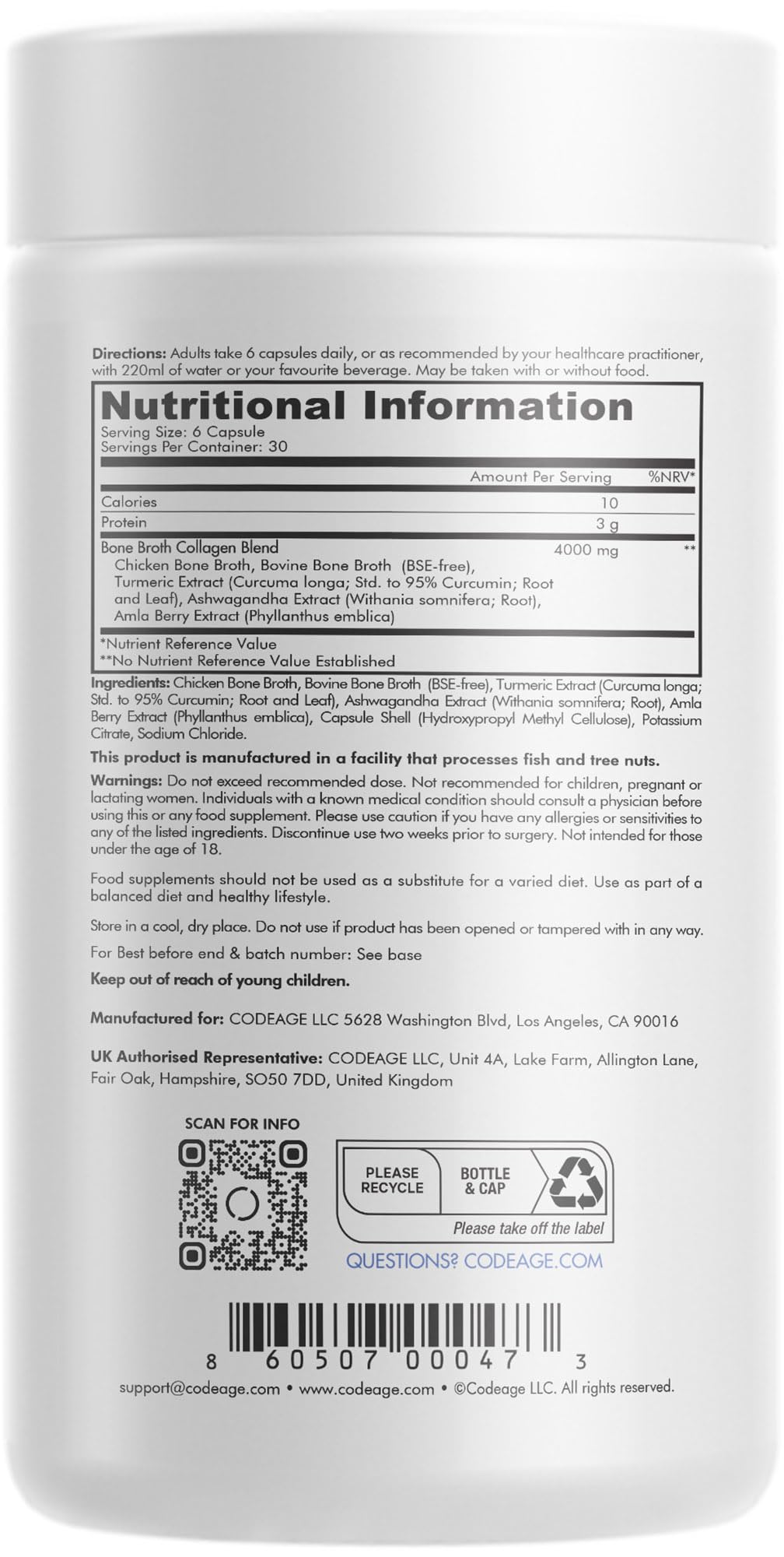 Codeage Bone Broth Collagen Capsules Grass Fed - Pasture Raised Chicken Bone Broth Collagen Codeage buy supplements canada