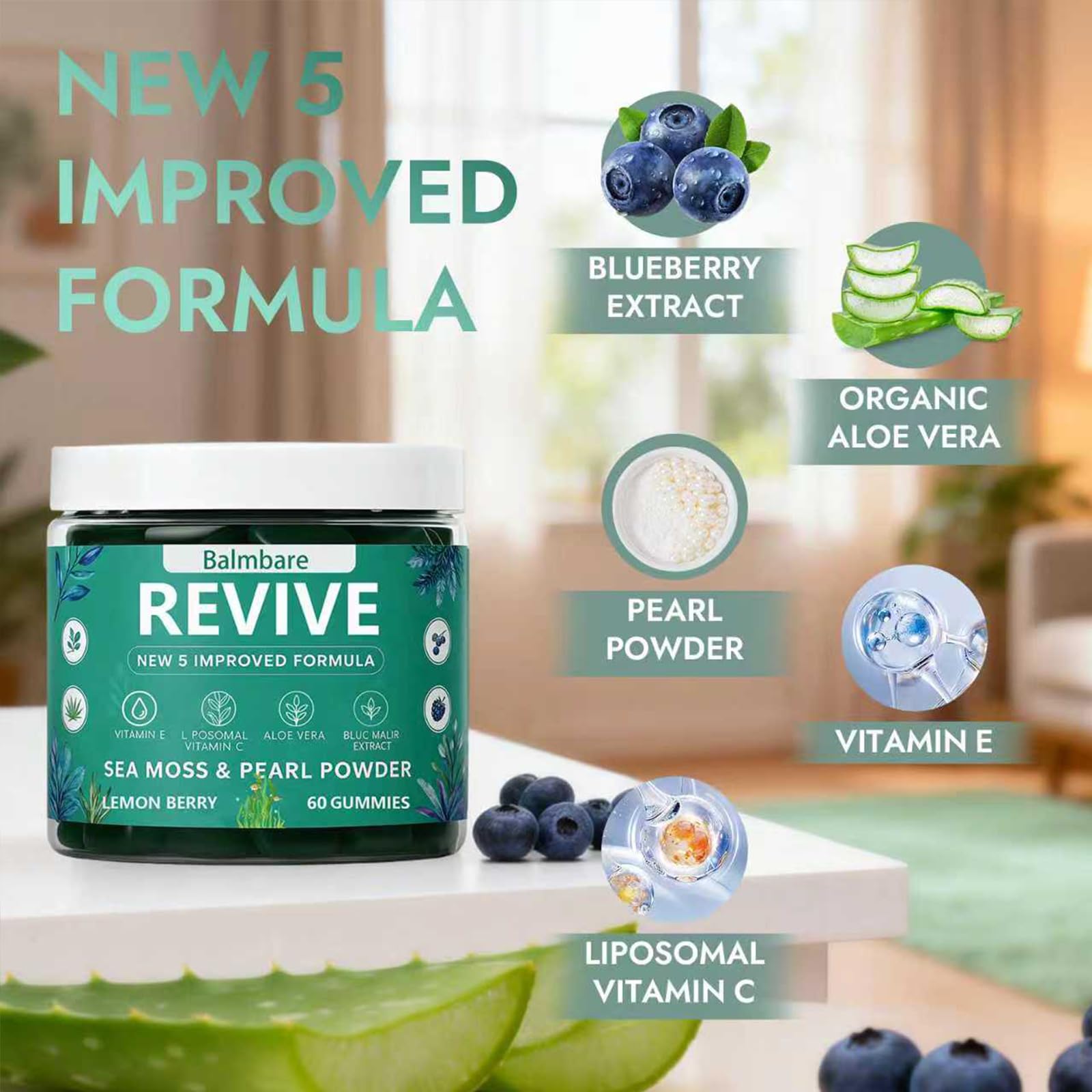 Balmbare Revive Gummies for Hair Loss, with Organic Irish Sea Moss Pearl Powder, Vitamins C & E, Aloe Vera - Supports Healthy Hair, Skin & Nails Growth (1pcs) ReviveNerve buy supplements canada