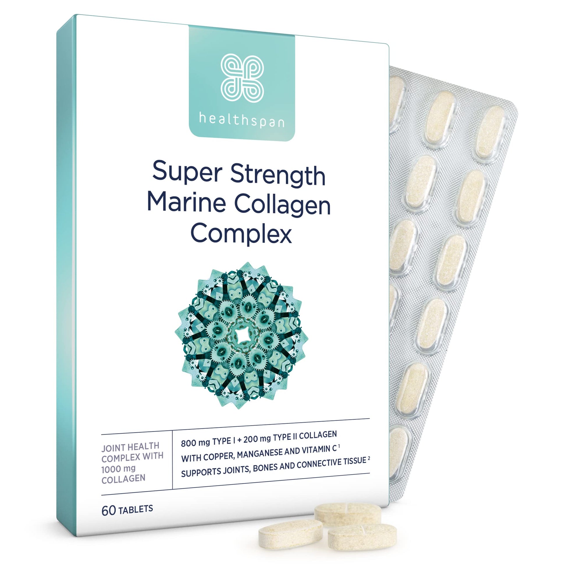 Healthspan 1,000mg Marine Collagen Complex 60 Tablets | 800mg Type I + 200mg Type II Collagen healthspan buy supplements canada