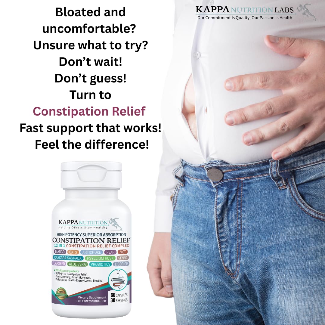 KAPPA NUTRITION Constipation Relief Supplement – Gentle Colon Cleanse for Regularity & Gut Health – Non-Habit Forming Formula with Fiber, Herbs & Probiotics – Non-GMO, 60 Capsules KAPPA NUTRITION buy supplements canada