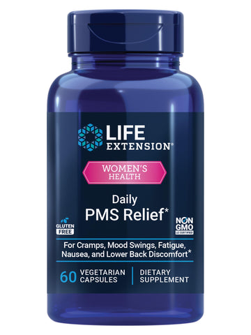 Life Extension Daily PMS Relief, Menstrual Comfort Supplement, PMS-Related Cramps, Lower Back discomfort, Mood, Ginger, Magnesium, B6, Gluten-Free, Non-GMO, 60 Capsules Life Extension buy supplements canada