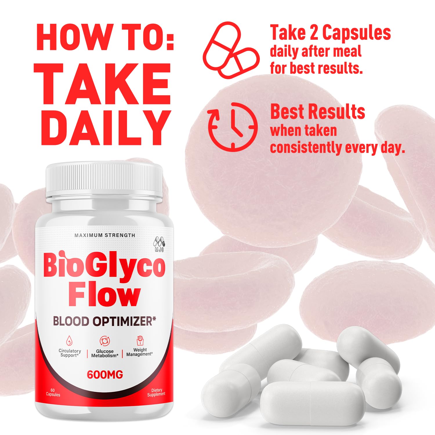 (2 Pack) BioGlyco Flow Blood Optimizer Capsules, Official BioGlyco Flow Pills with All Natural Ingredients, Advanced Health and Wellness Supplement with Maximum Strength Multivitamins (120 Capsules) MJO buy supplements canada