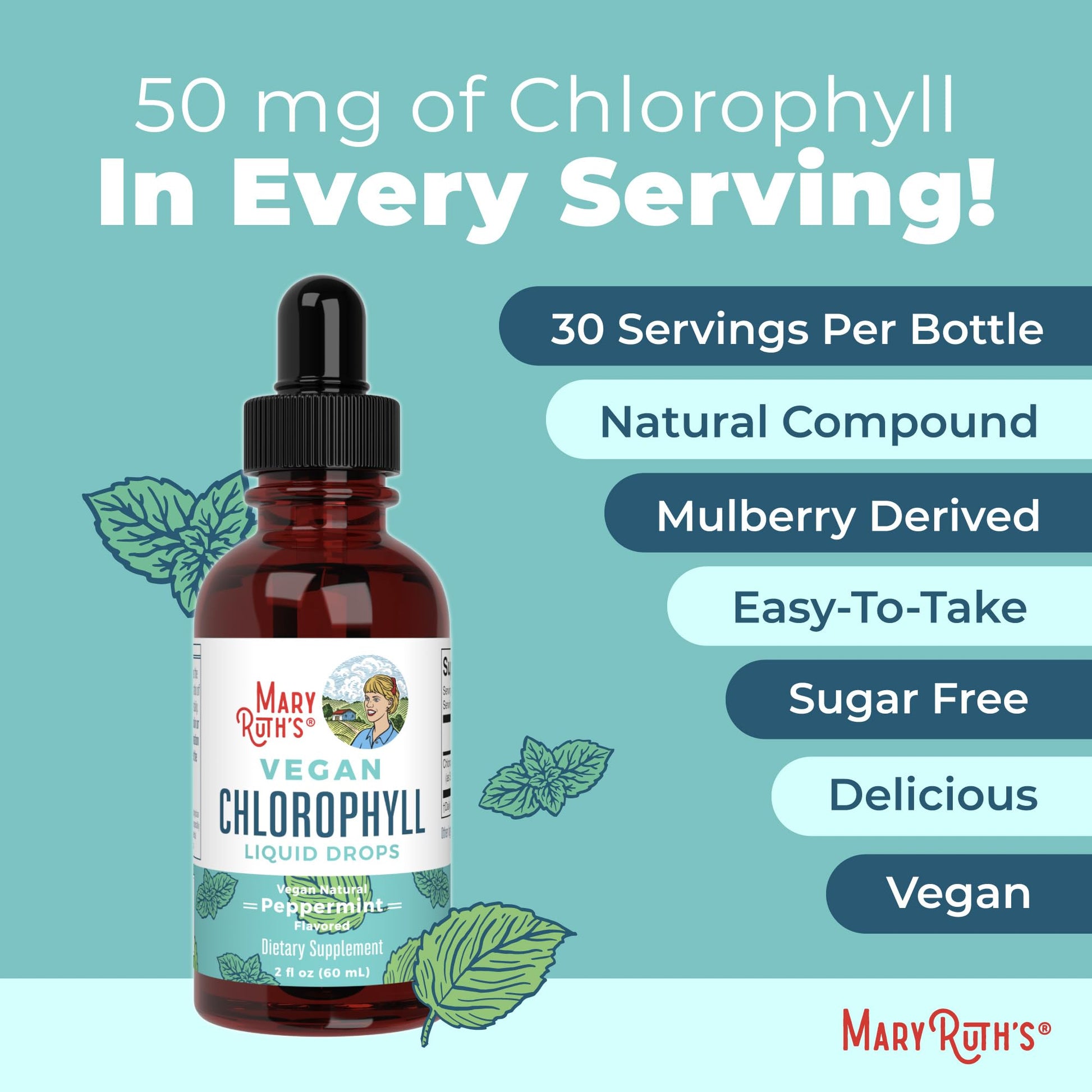 MaryRuth's Chlorophyll Liquid Drops | Clean Label Project Certified® | Vegan | Non-Diluted Liquid Chlorophyll| Mulberry Derived Supplement for Ages 14+ | Non-GMO | Delicious Minty Flavor | 2 Fl Oz MARYRUTH'S buy supplements canada
