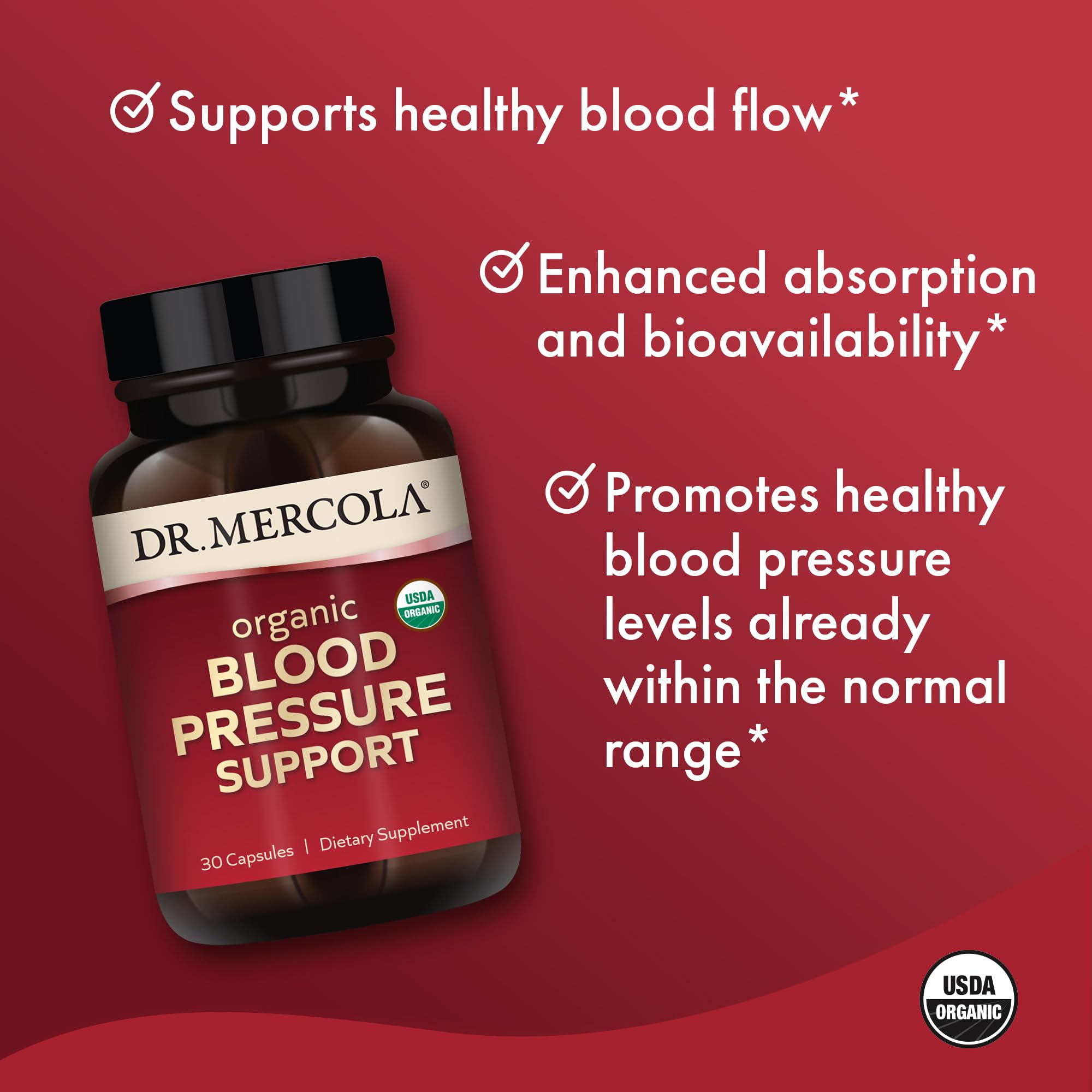 Dr. Mercola Organic Blood Pressure Support - Supports Healthy Circulation - High-Potency Grape Seed Extract - Non-GMO & Soy-Free - 30 Capsules (30 Servings) Dr. Mercola buy supplements canada
