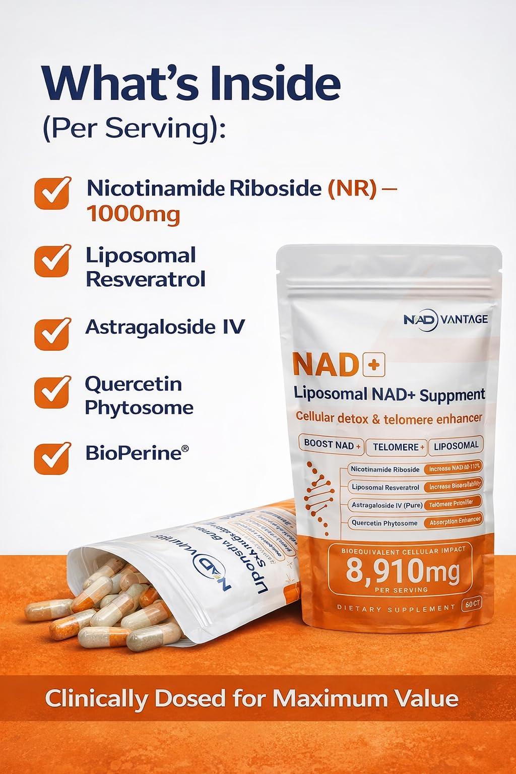 Eternaroot NAD+ 5D Matrix - High Potency NAD Precursor - 1000mg Nicotinamide Riboside (NR) + Liposomal Resveratrol - Clean Vegan Formula - Cellular Energy & Immune Support Eternaroot buy supplements canada