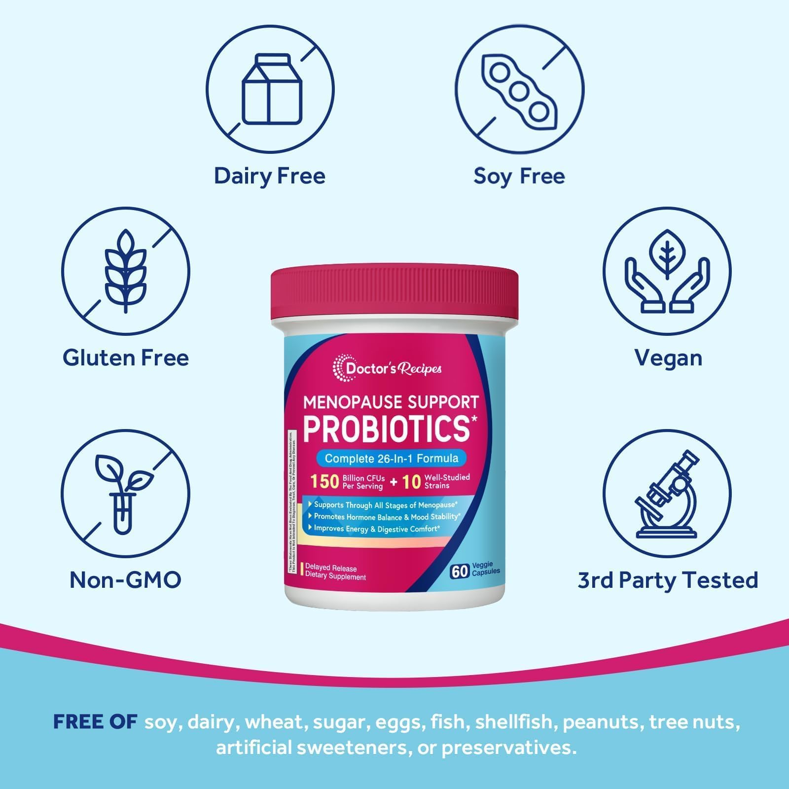 Doctor's Recipes Menopause Probiotic Supplements for Women, Black Cohosh for Menopause Hot Flashes, Probiotics with Ashwagandha, Dong Quai, Supports Energy, 60 Capsules Doctor's Recipes buy supplements canada