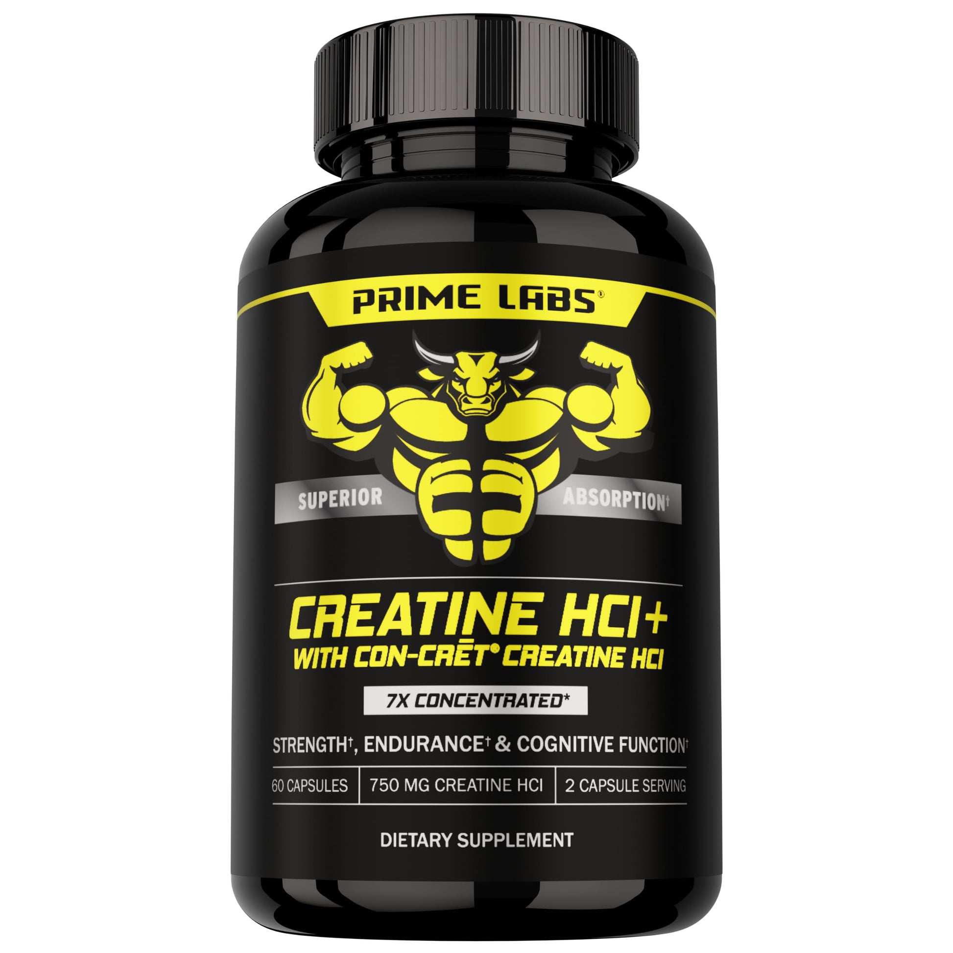 Prime Labs Creatine HCl Capsules - with CON-CRĒT®, Rhodiola Root Extract, & L-Theanine - Muscle Support, Endurance, Cognitive Function - for Men & Women - 60 Pills Prime Labs buy supplements canada
