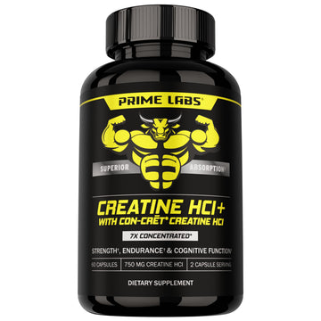 Prime Labs Creatine HCl Capsules - with CON-CRĒT®, Rhodiola Root Extract, & L-Theanine - Muscle Support, Endurance, Cognitive Function - for Men & Women - 60 Pills Prime Labs buy supplements canada