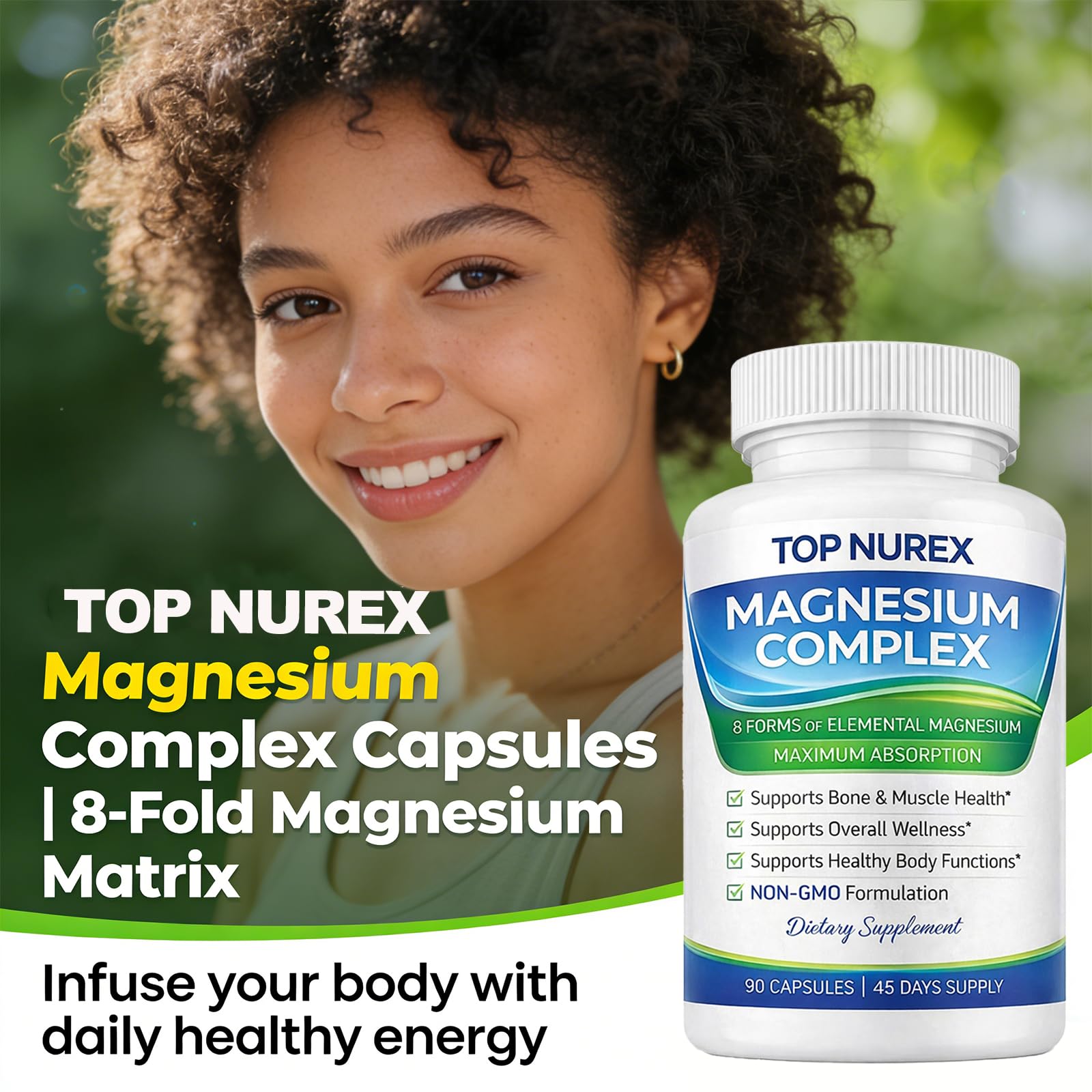 Top Nurex Magnesium Complex 1000 mg, 8-Source Magnesium Blend with Glycinate, Citrate, Malate & Taurate, Vegan Formula, Non-GMO, 90 Capsules Top Nurex buy supplements canada