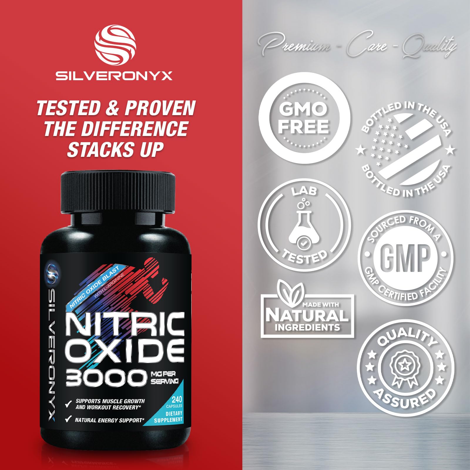 Extra Strength Nitric Oxide Booster - 3X Strength L-Arginine AKG & Citrulline Malate - Men & Women Premium Pre Workout Nitric Booster - Natural Energy & Muscle Support SILVERONYX buy supplements canada