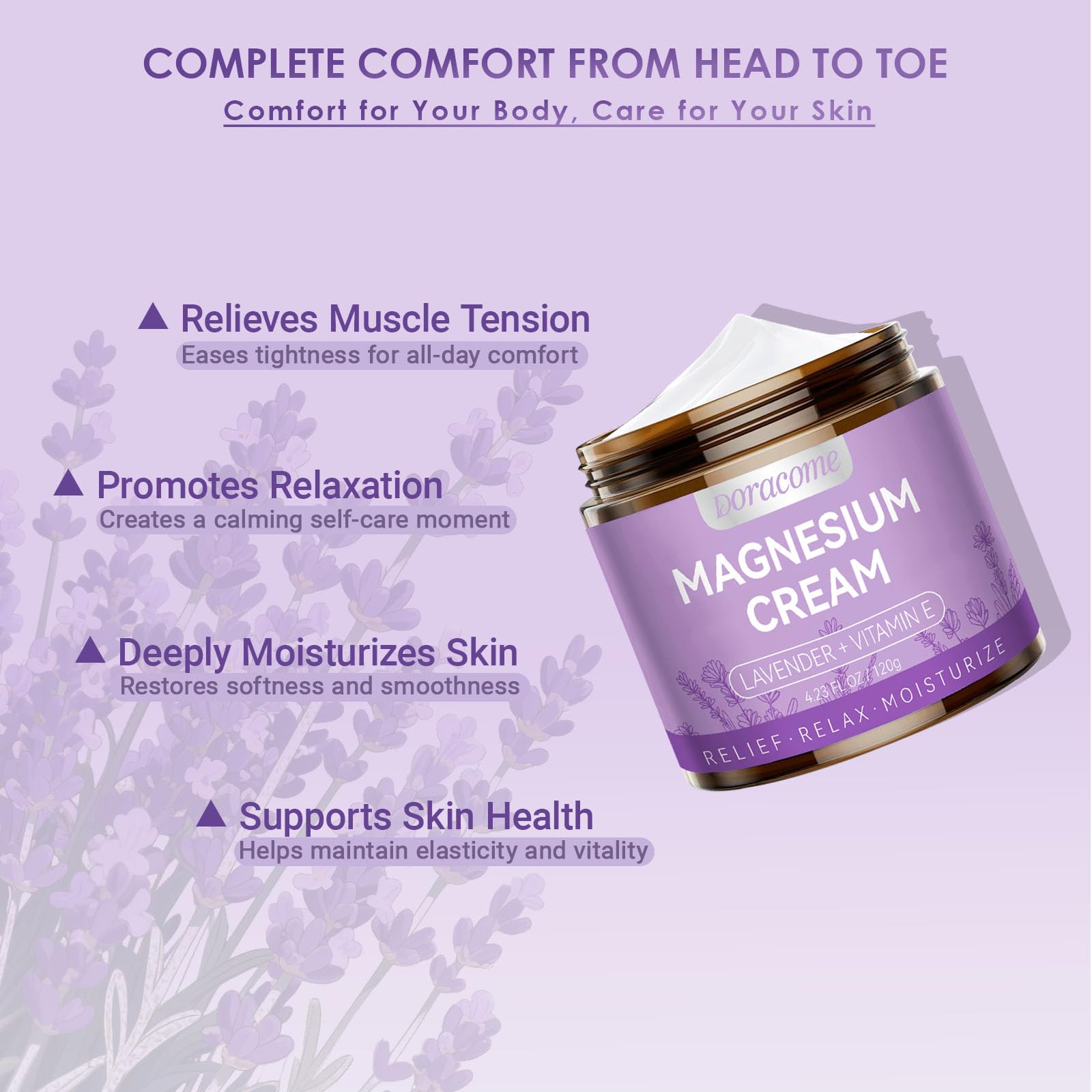 Natural Nighttime Magnesium Cream for Sleep & Pain Relief – Soothing Topical Magnesium Lotion for Leg Cramps & Muscle Relaxation, Apply to Legs or Feet Before Bed – Deep Hydration, 4.23 Fl Oz Doracome buy supplements canada