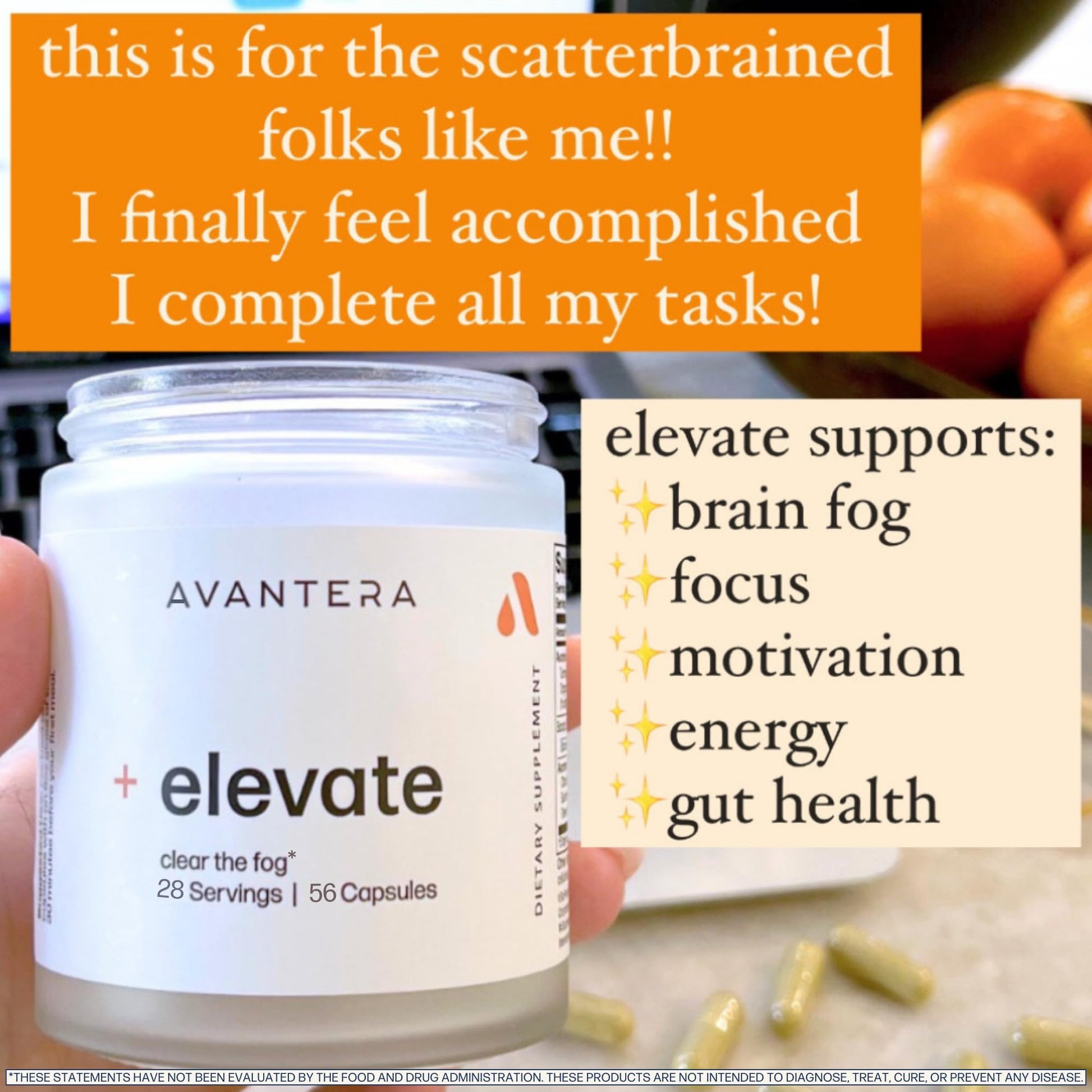 Avantera Elevate Premium Nootropic Supplement - Beat Brain Fog - Best Focus Supplements for Memory & Focus Support - Energy Without Crash Avantera buy supplements canada