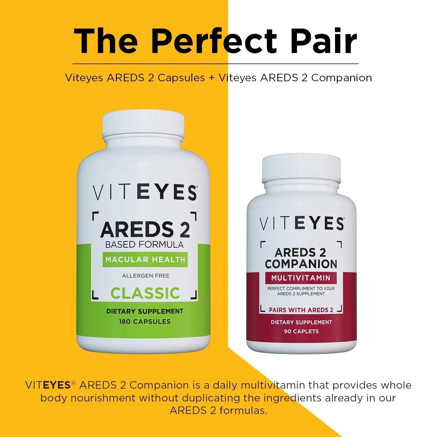 Viteyes AREDS 2 Capsules and Viteyes Multivitamin AREDS 2 Companion, Single Daily Dose Eye Vitamins, 3 Month Supply Viteyes buy supplements canada
