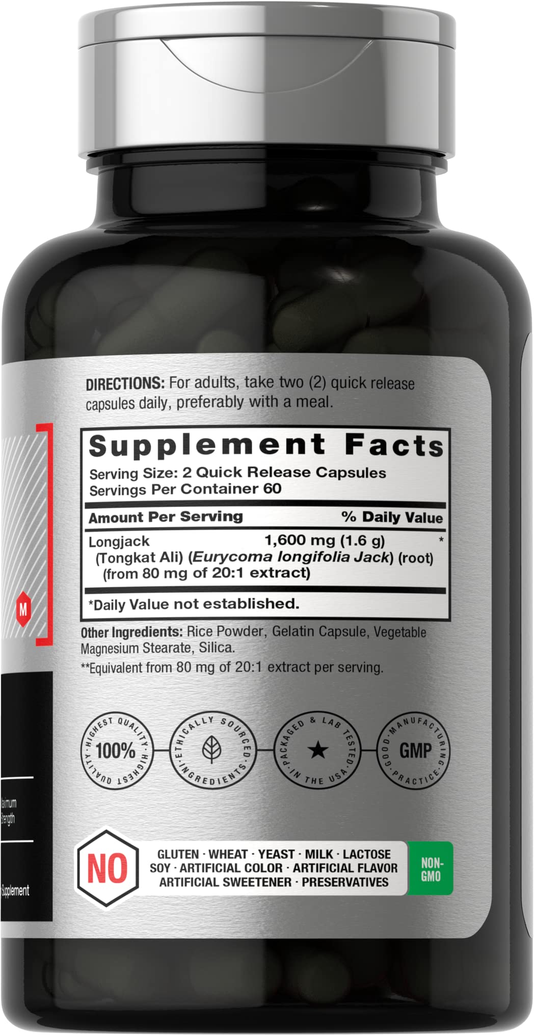 Longjack Tongkat Ali 1600 mg | 120 Capsules | Longifolia Root Extract Powder | Maximum Horbäach buy supplements canada