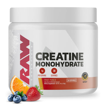 RAW Nutrition Creatine Monohydrate Powder, Fruit Punch (30 Servings) - Micronized Creatine Monohydrate Supplement for Workout Performance, Build Muscle & Strength RAW buy supplements canada