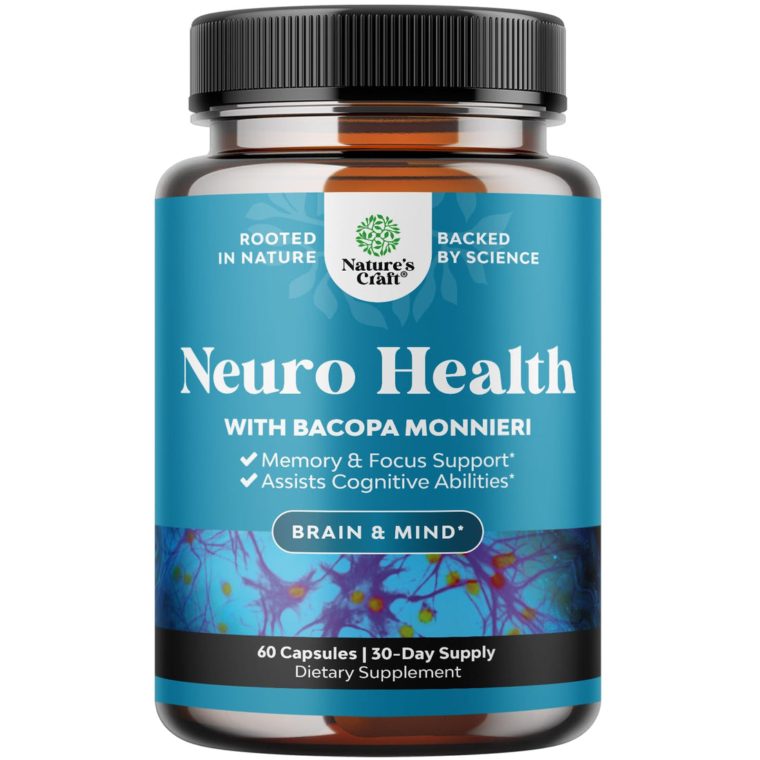 Nootropic Brain Supplement for Memory and Focus Support - Vitamins for Mental Support & Clarity with Bacopa Monnieri, VIT A, B6, Riboflavin, Niacin, Thiamin & Folate Natures Craft buy supplements canada