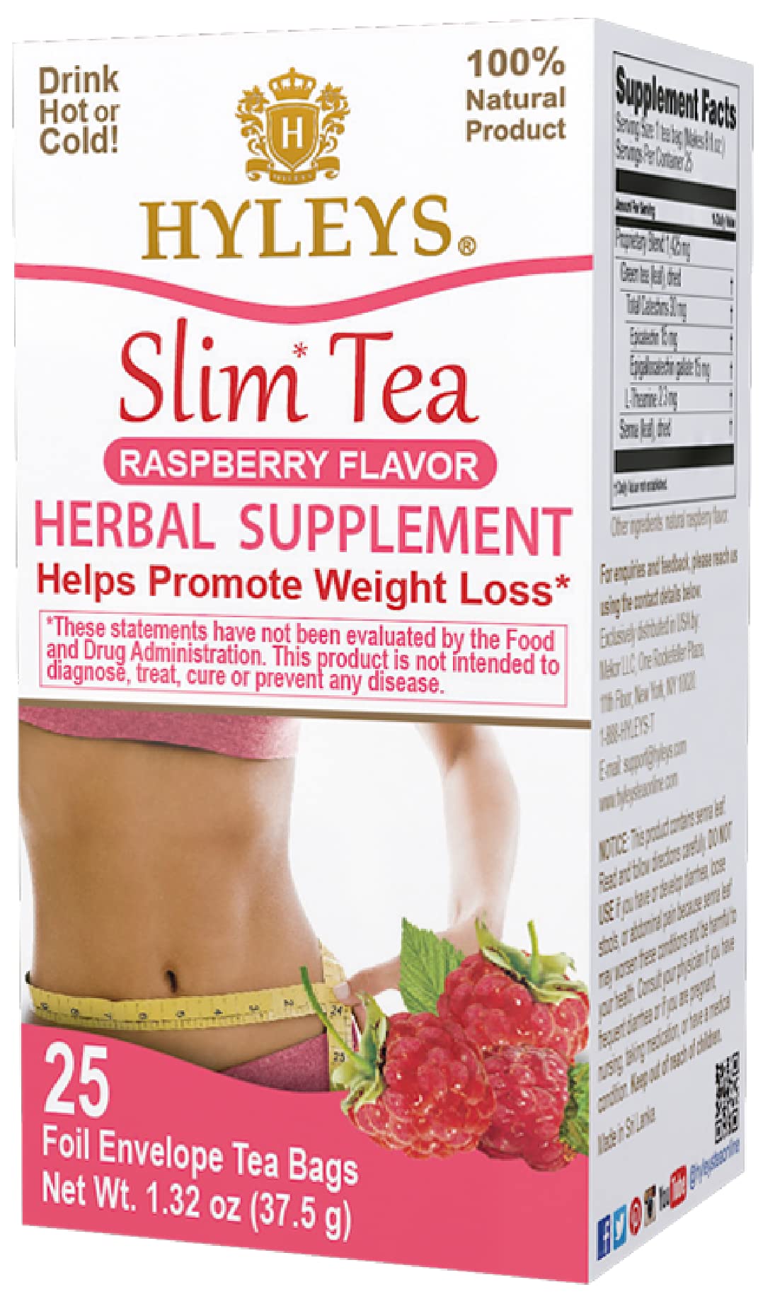 Hyleys Slim Tea Raspberry Flavor - Weight Loss Herbal Supplement Cleanse and Detox HYLEYS buy supplements canada