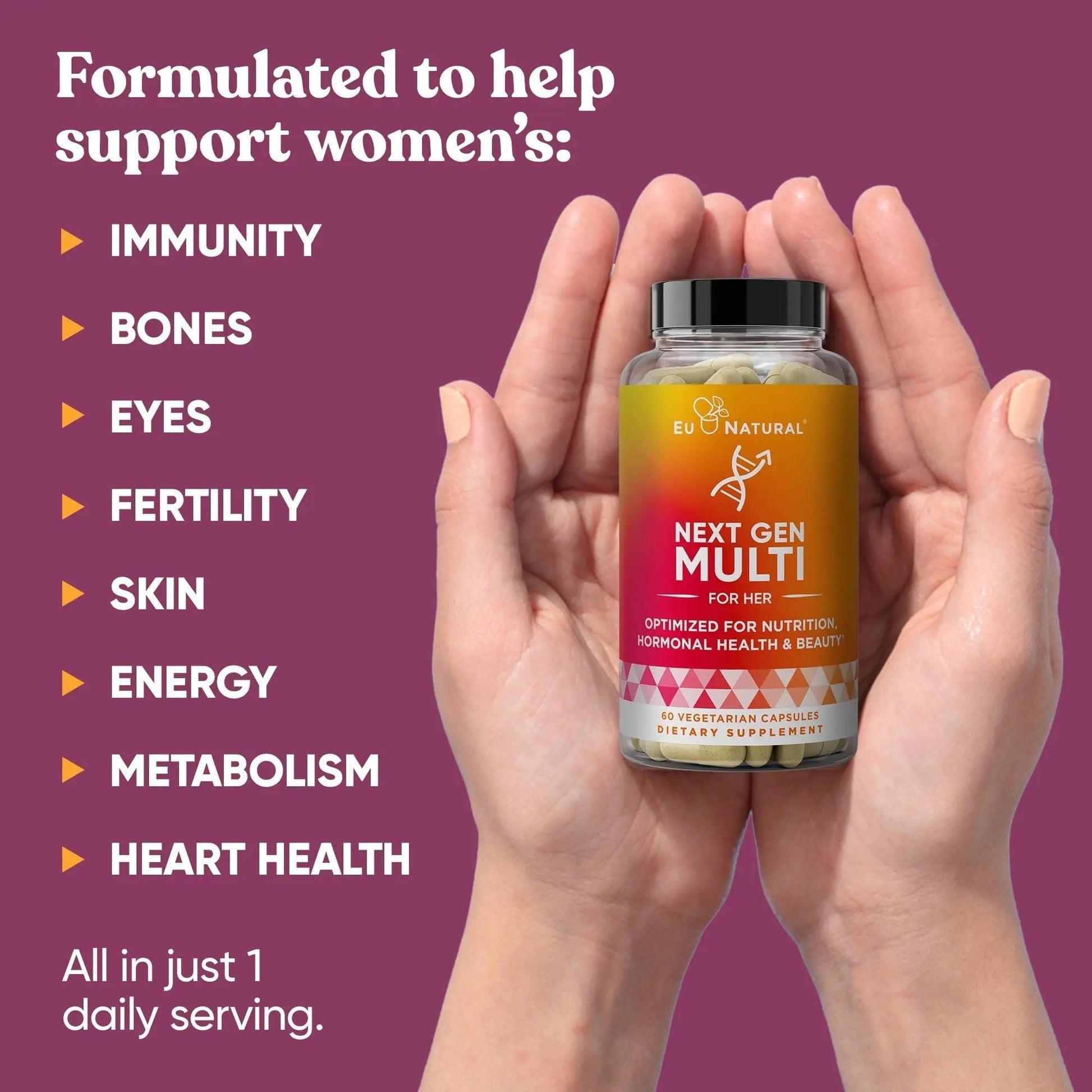Next Gen Multivitamin for Women – 22 Optimized Vitamins for Immunity, Beauty, Brain, Energy, Bones and Heart – Vitamin C, D, E, K, Iron, B6 and DHA Eu Natural buy supplements canada