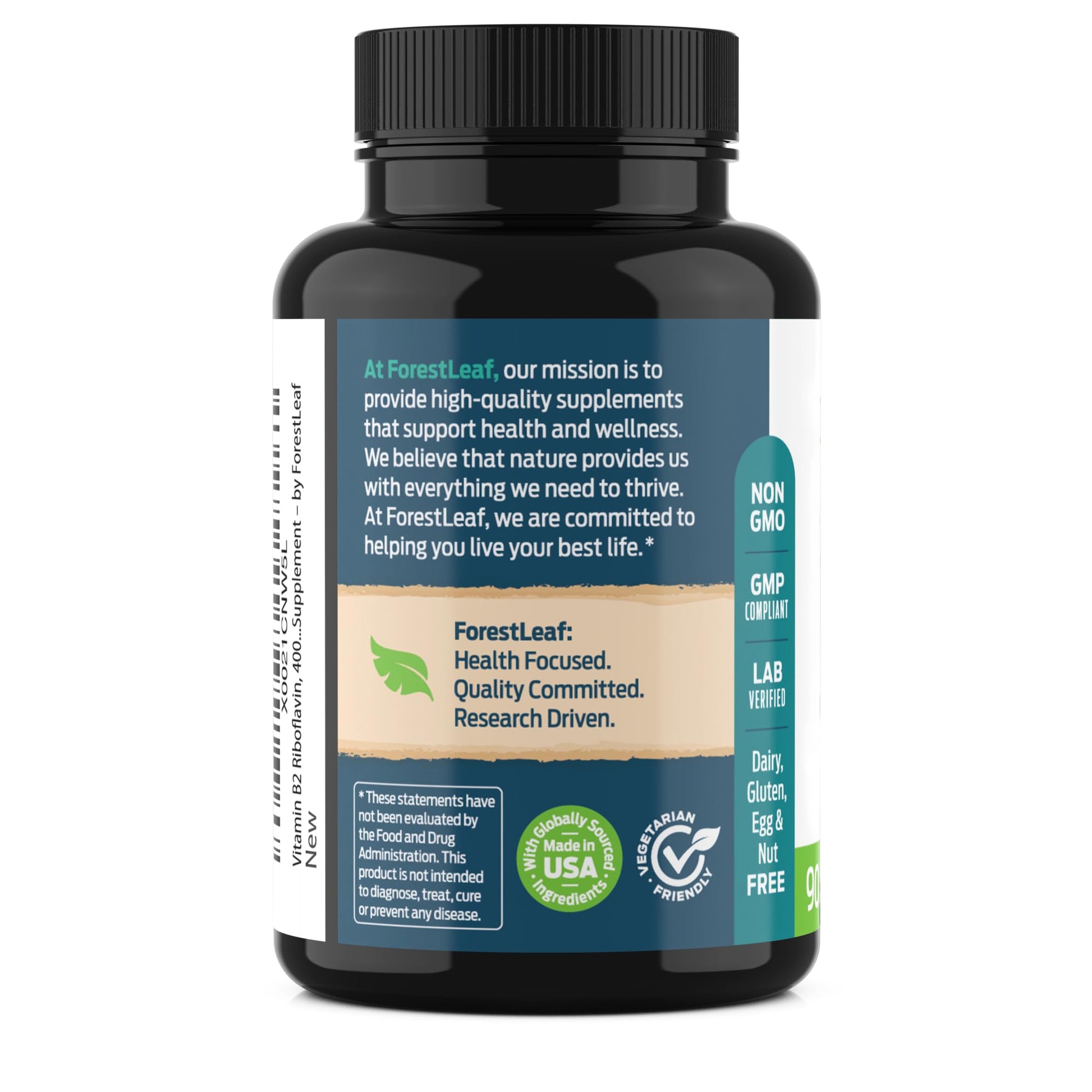 ForestLeaf Vitamin B2 Riboflavin 400mg - Energy, Skin & Cellular Health Supplement - Nervous System Support - Vitamin B 2 VIT B - Non-GMO & Gluten Free ForestLeaf buy supplements canada
